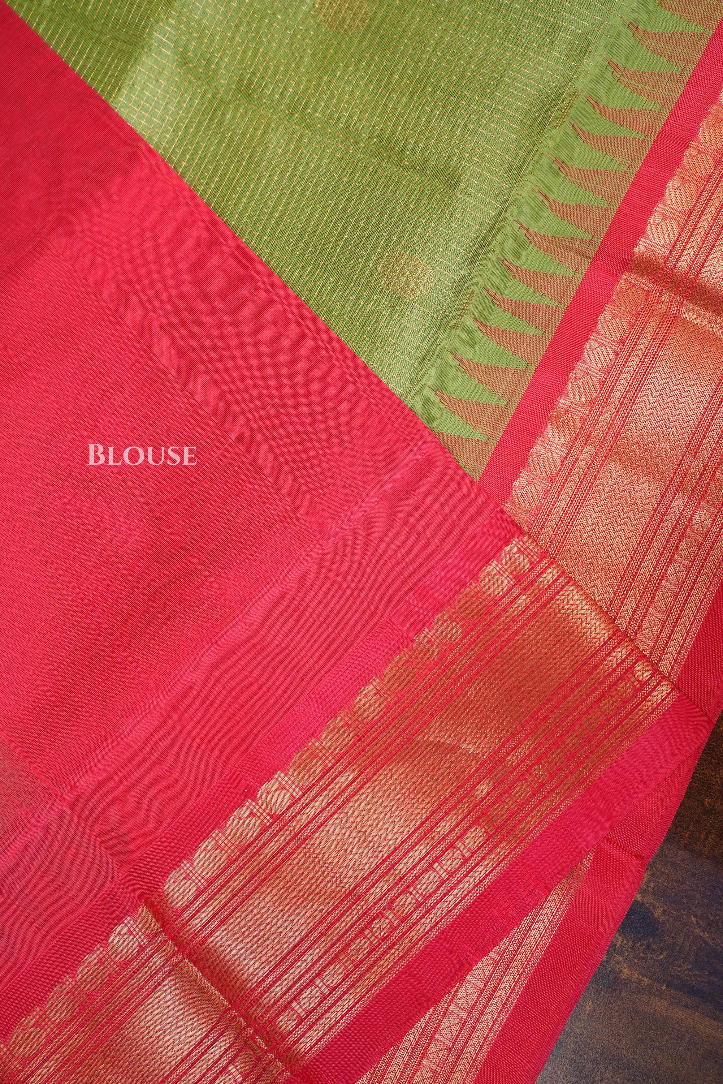 Pista Green With Pink Pure Silk Cotton Saree