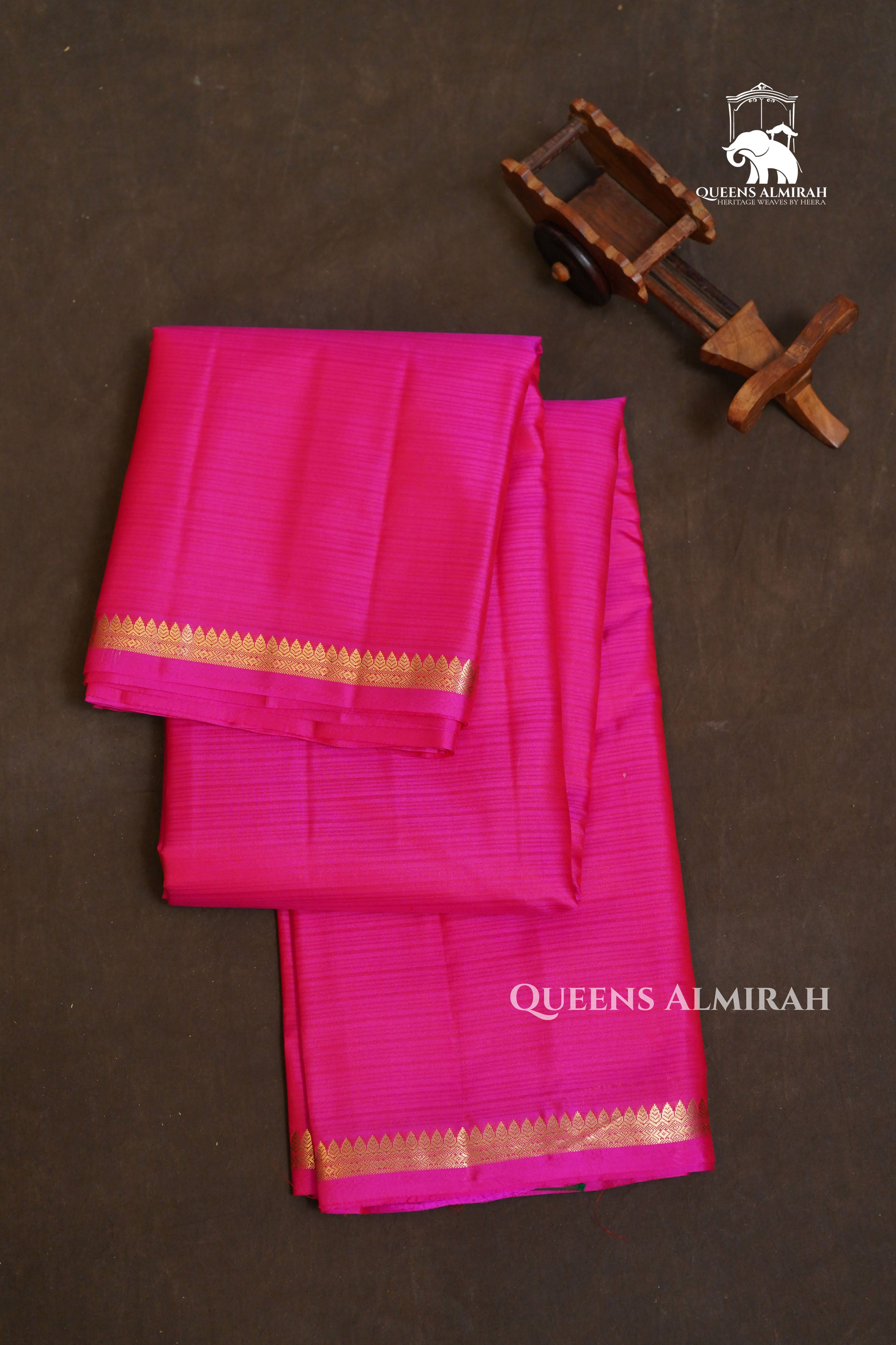 Magenta Pink With Thin Border Pure Kanchivaram Silk Saree