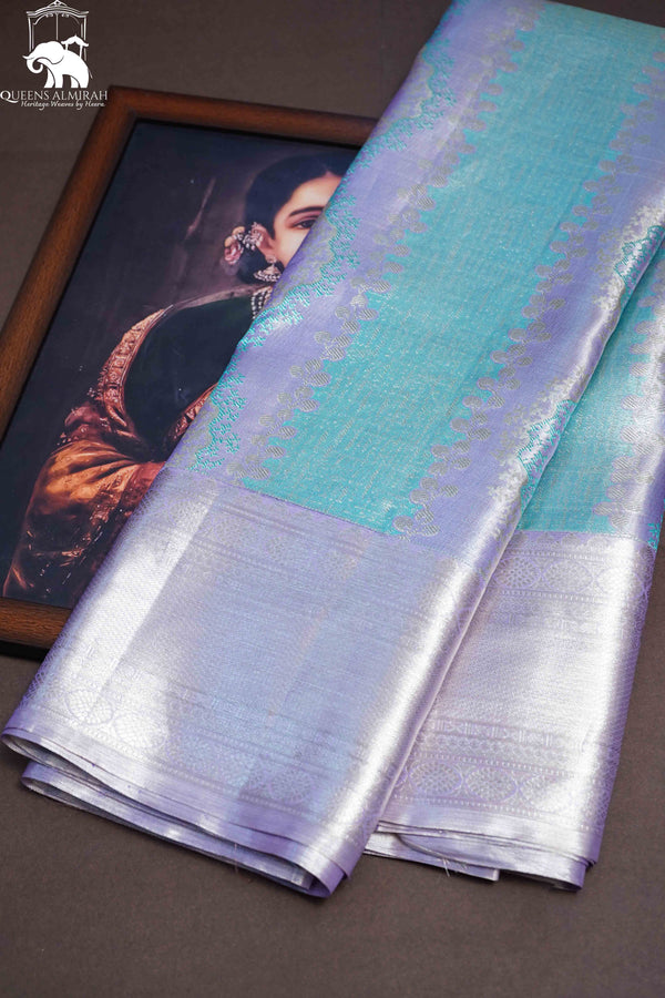 ICE BLUE WITH LAVENDER PURE KANCHIVARAM SILK SAREE