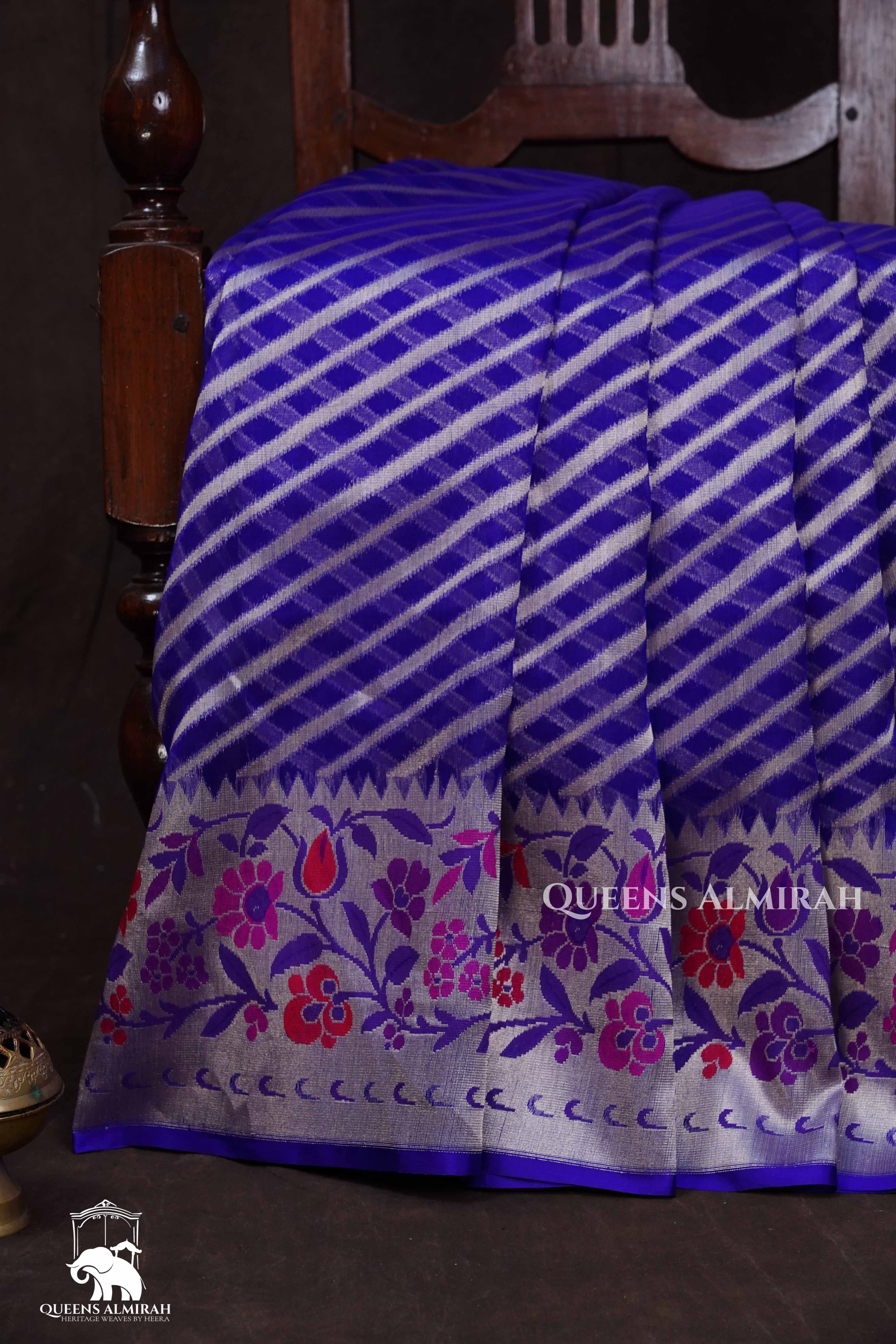Indigo Banarasi Organza Silk Saree