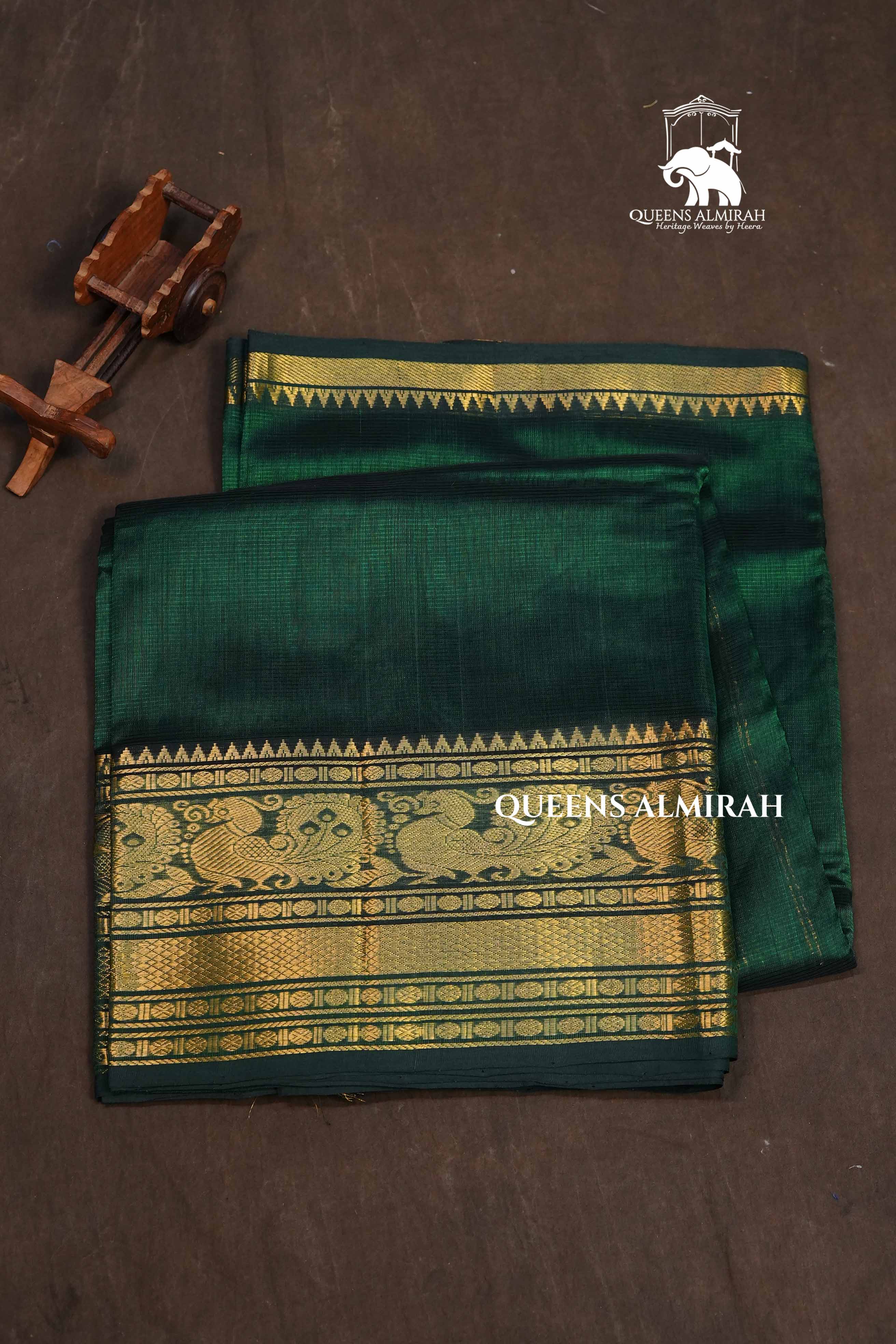 Dark Green Pure Silk Cotton Saree