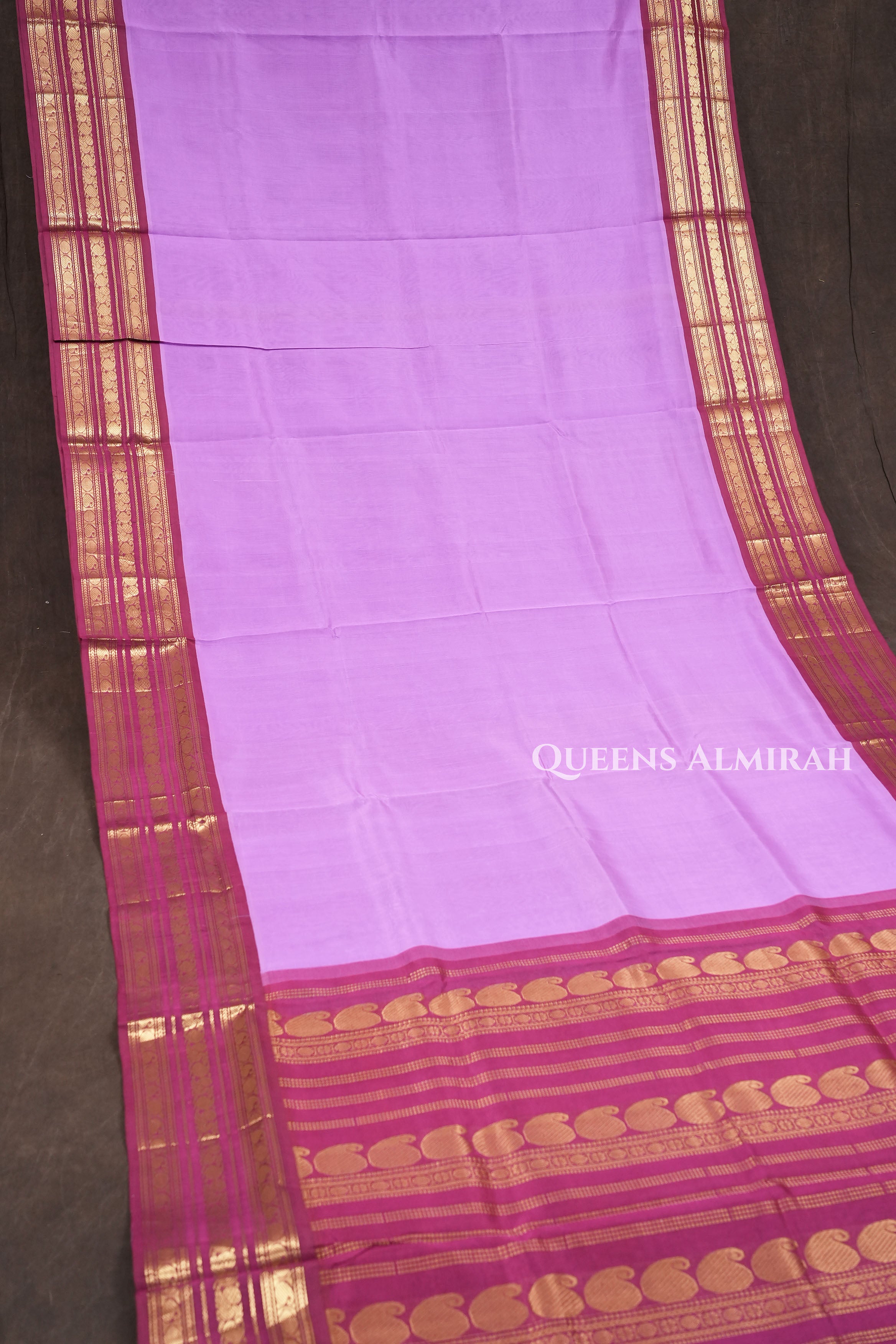 Lavender With Purple  Pure Kanchi Silk Cotton Saree