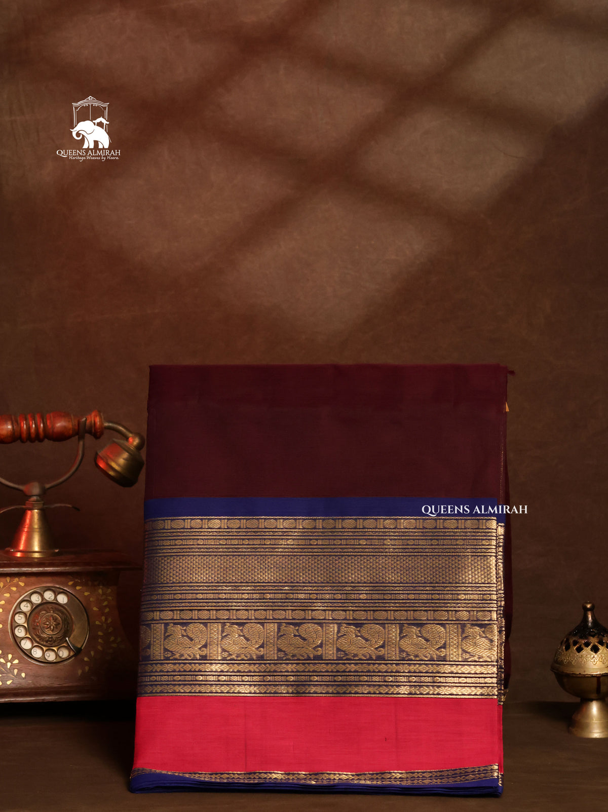 Brown With Rani Pink Chettinad Silk Cotton Saree