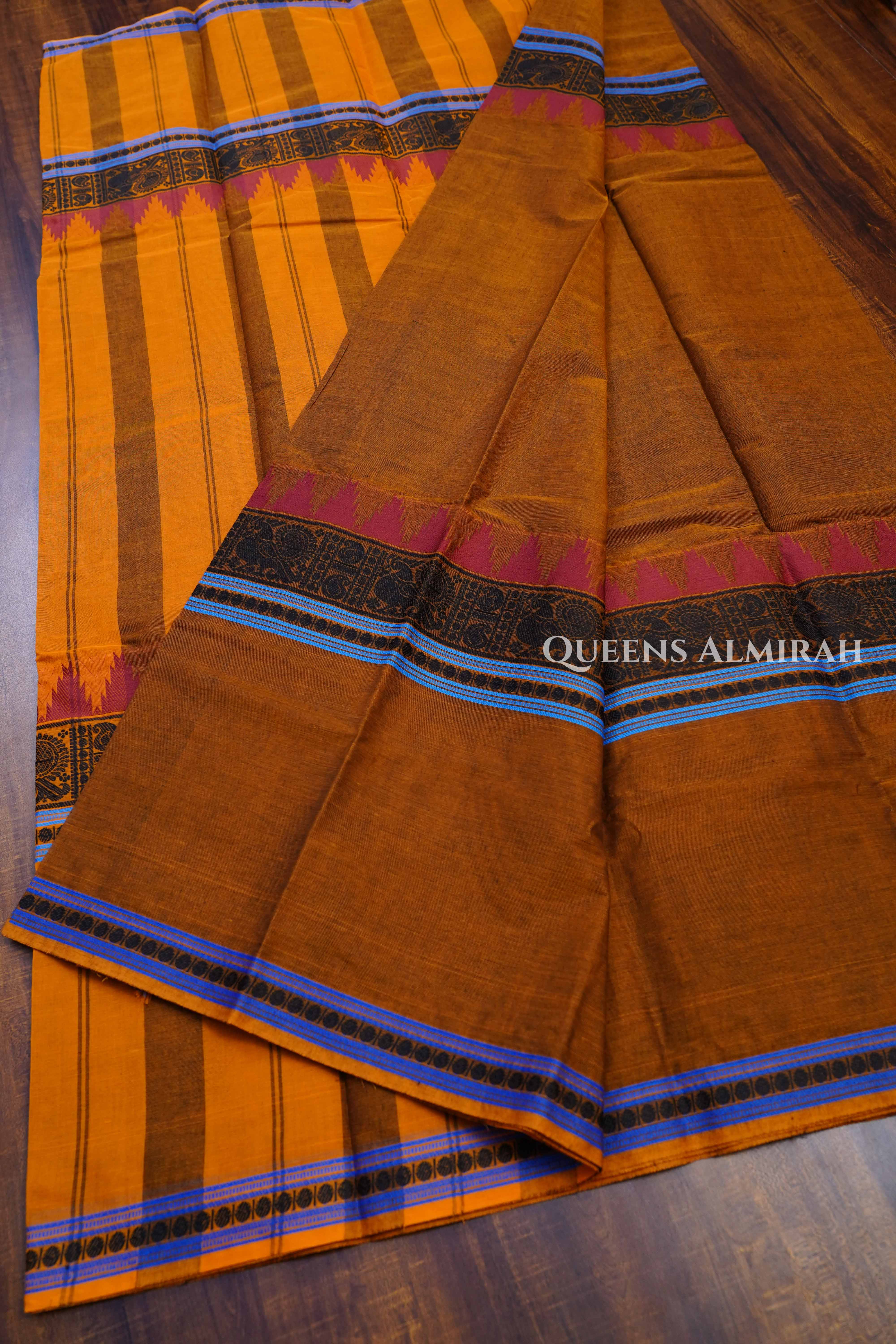 Honey Brown Chettinad Cotton Saree