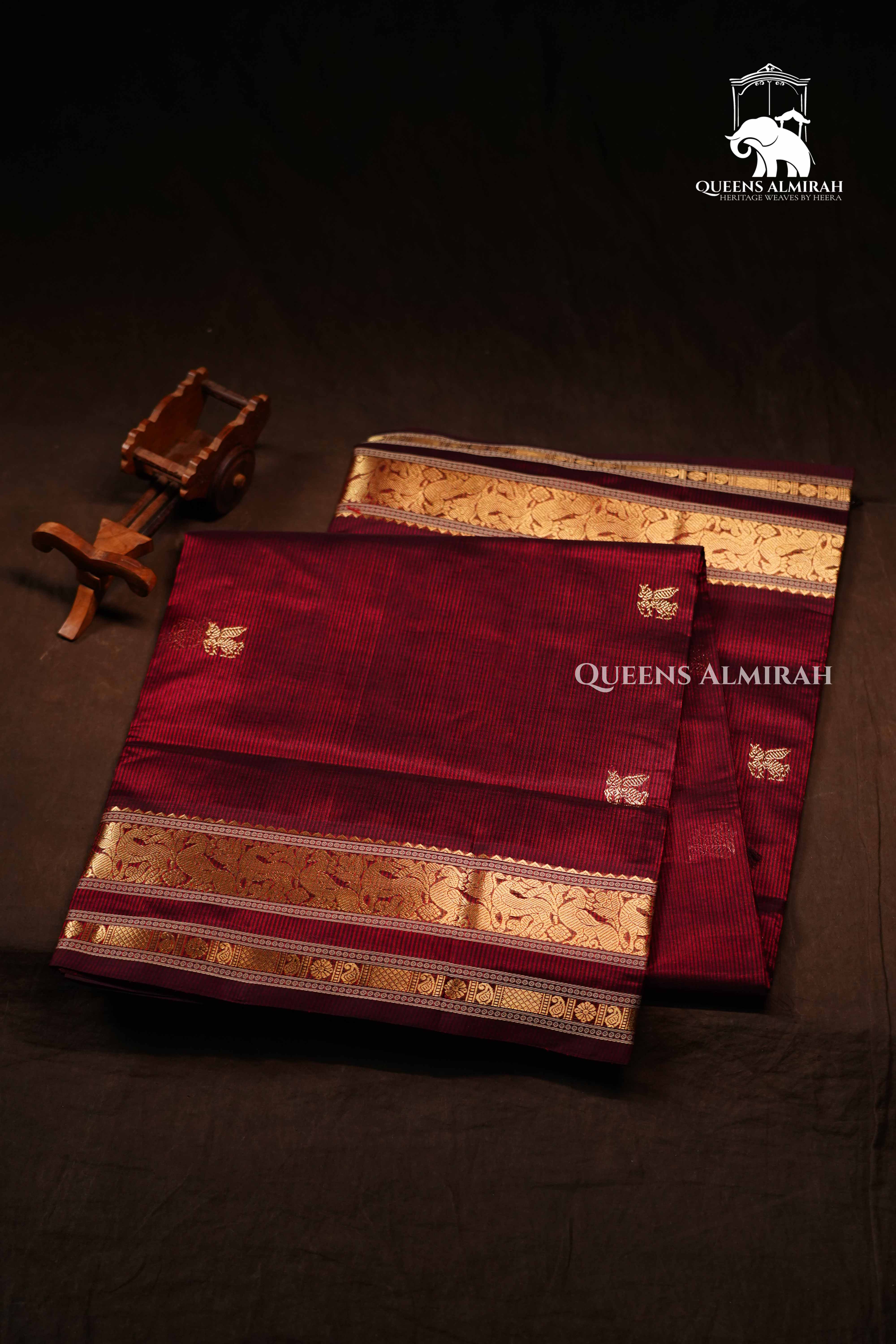 Maroon Karaikudi Chettinad Silk Cotton Saree
