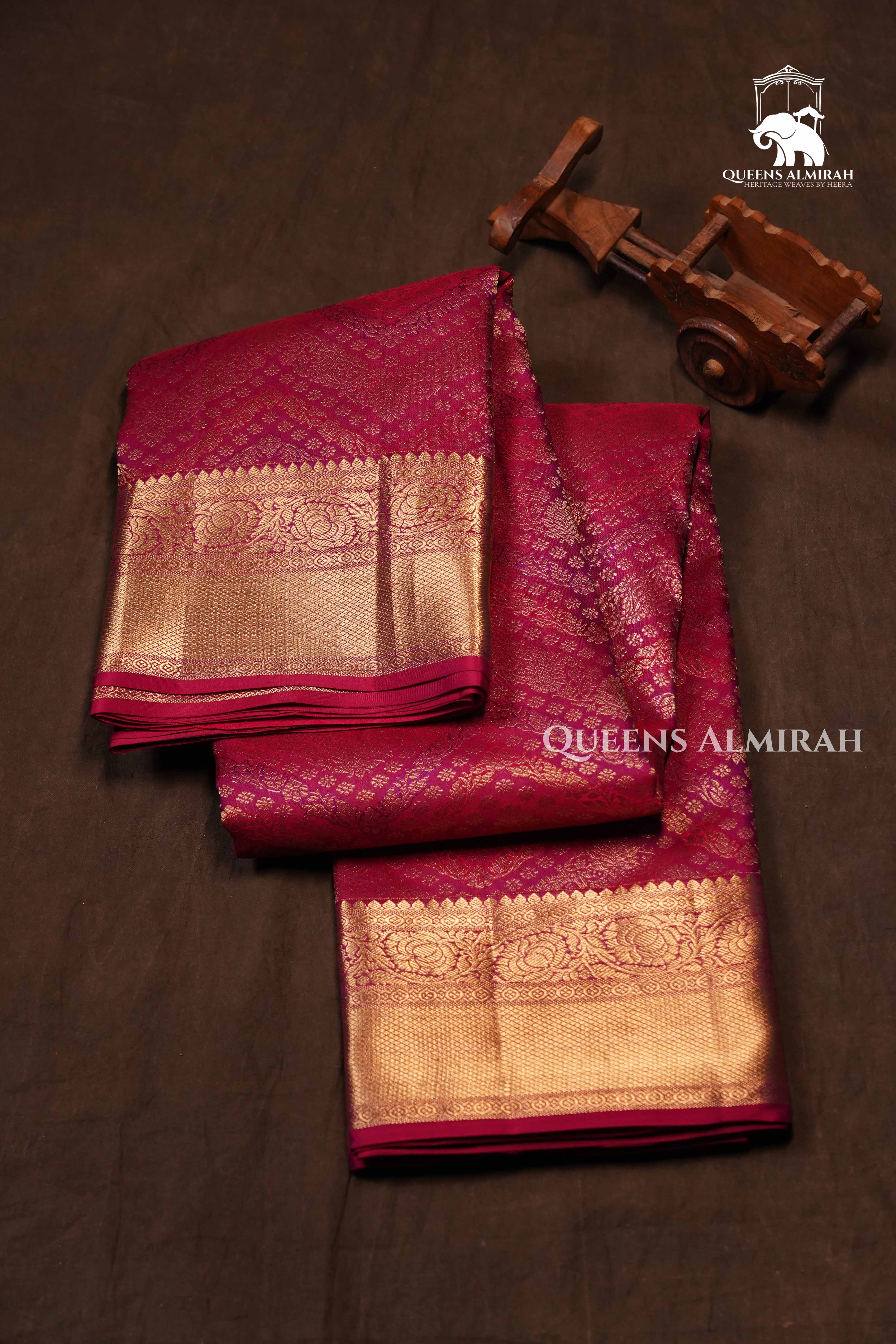 Dark Pink Pure Kanchivaram Silk Saree
