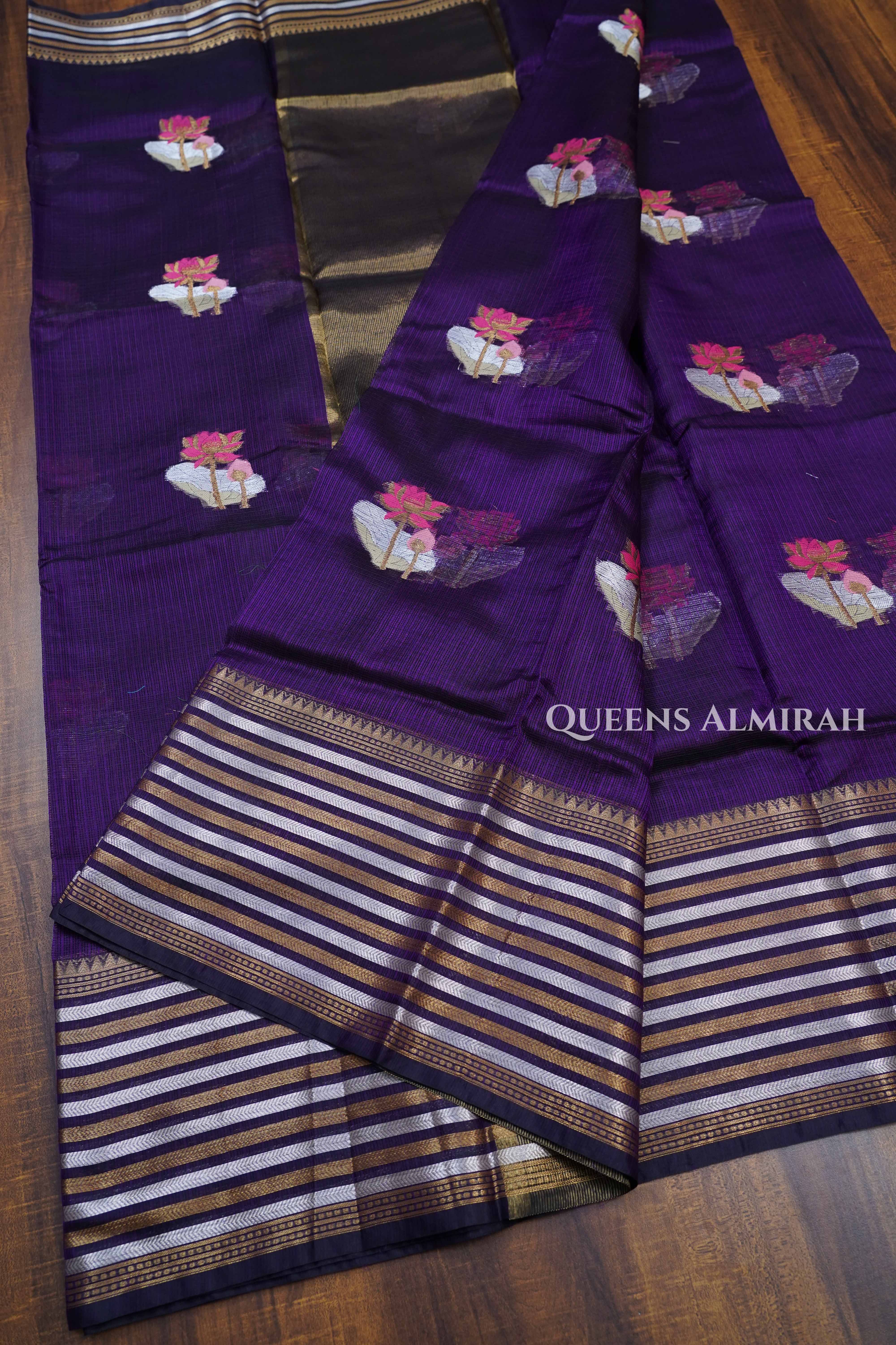 Purple Pure Kota Silk Saree.