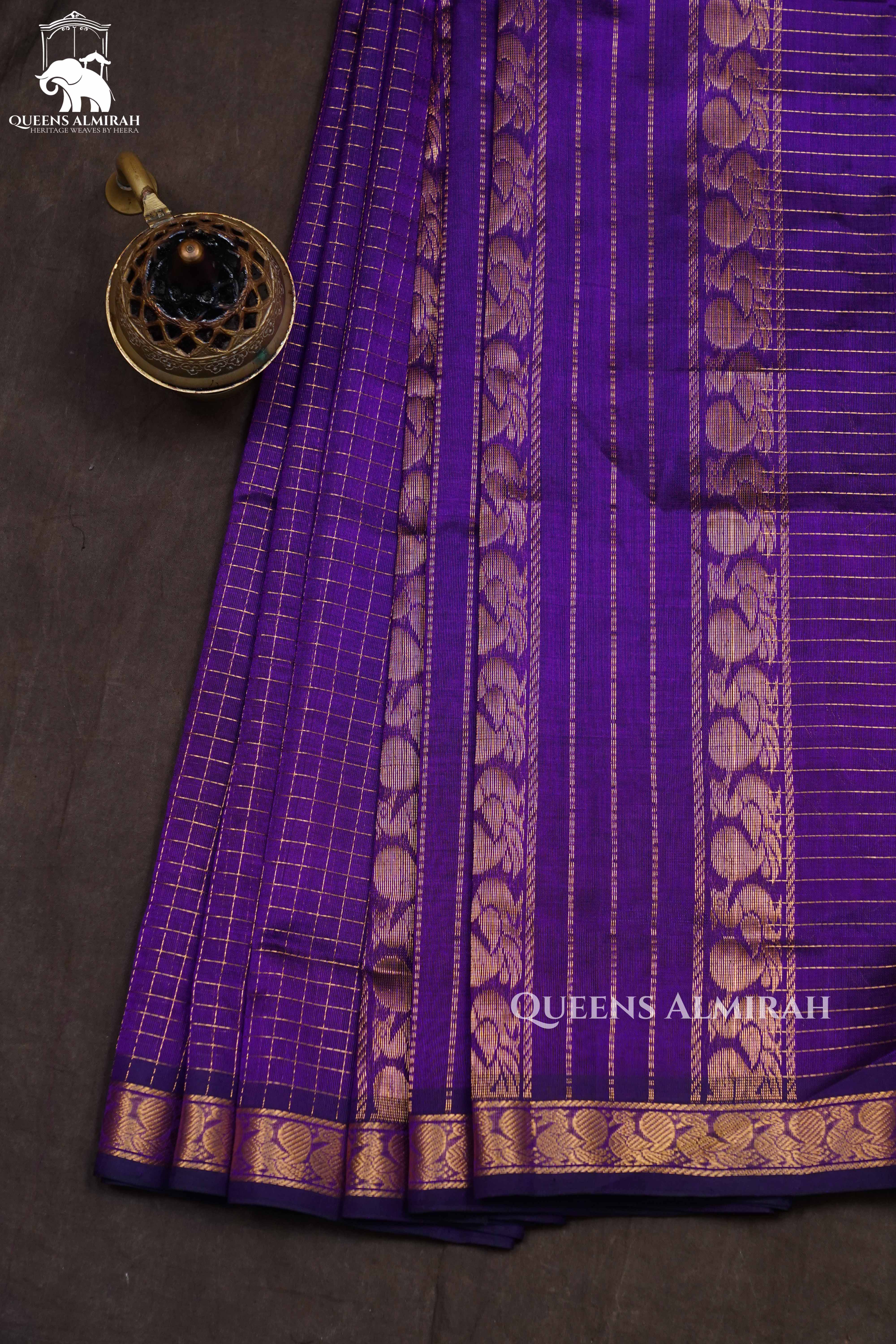 Dark Purple Pure Silk Cotton Saree