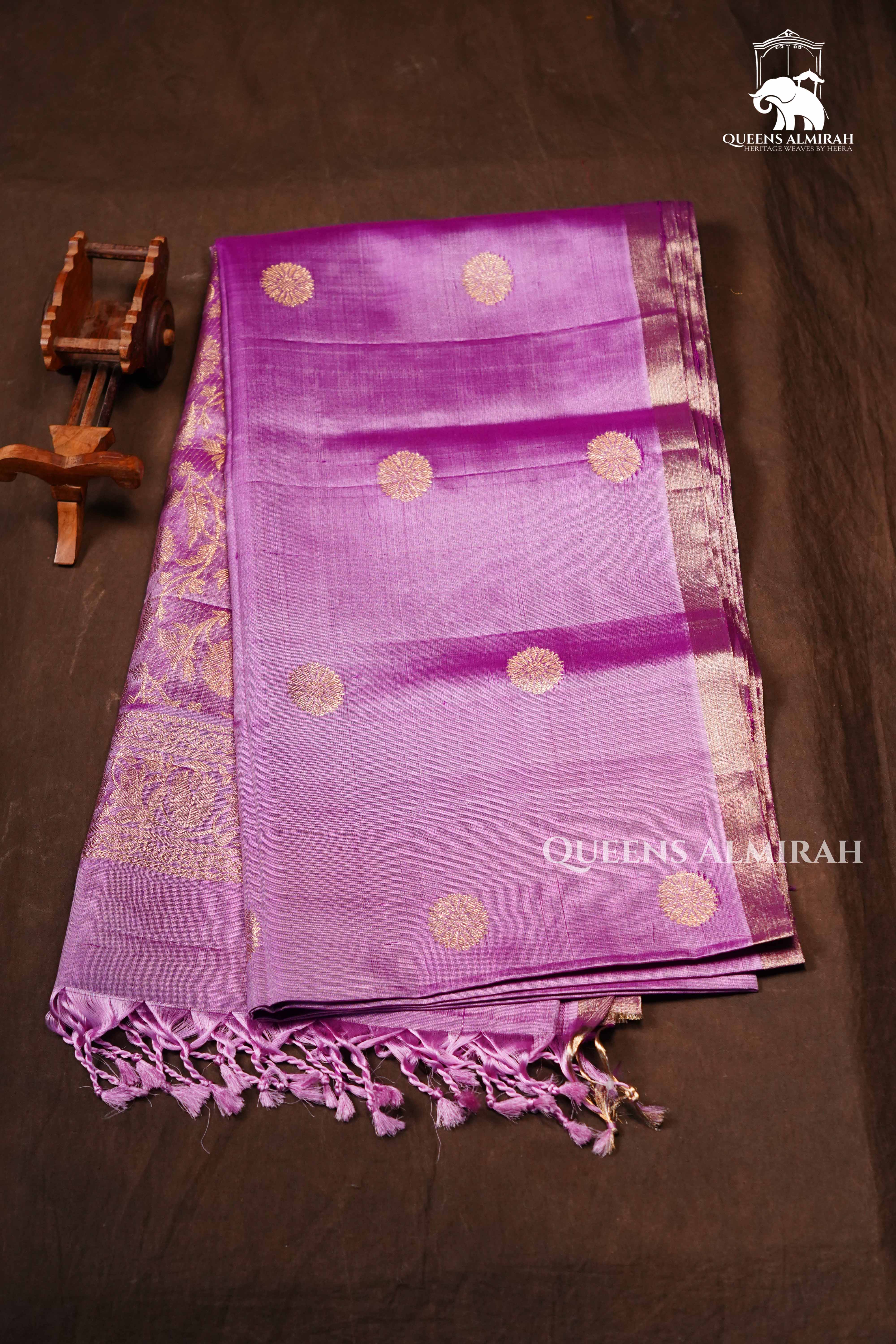Lilac Pink Pure Soft Silk Saree