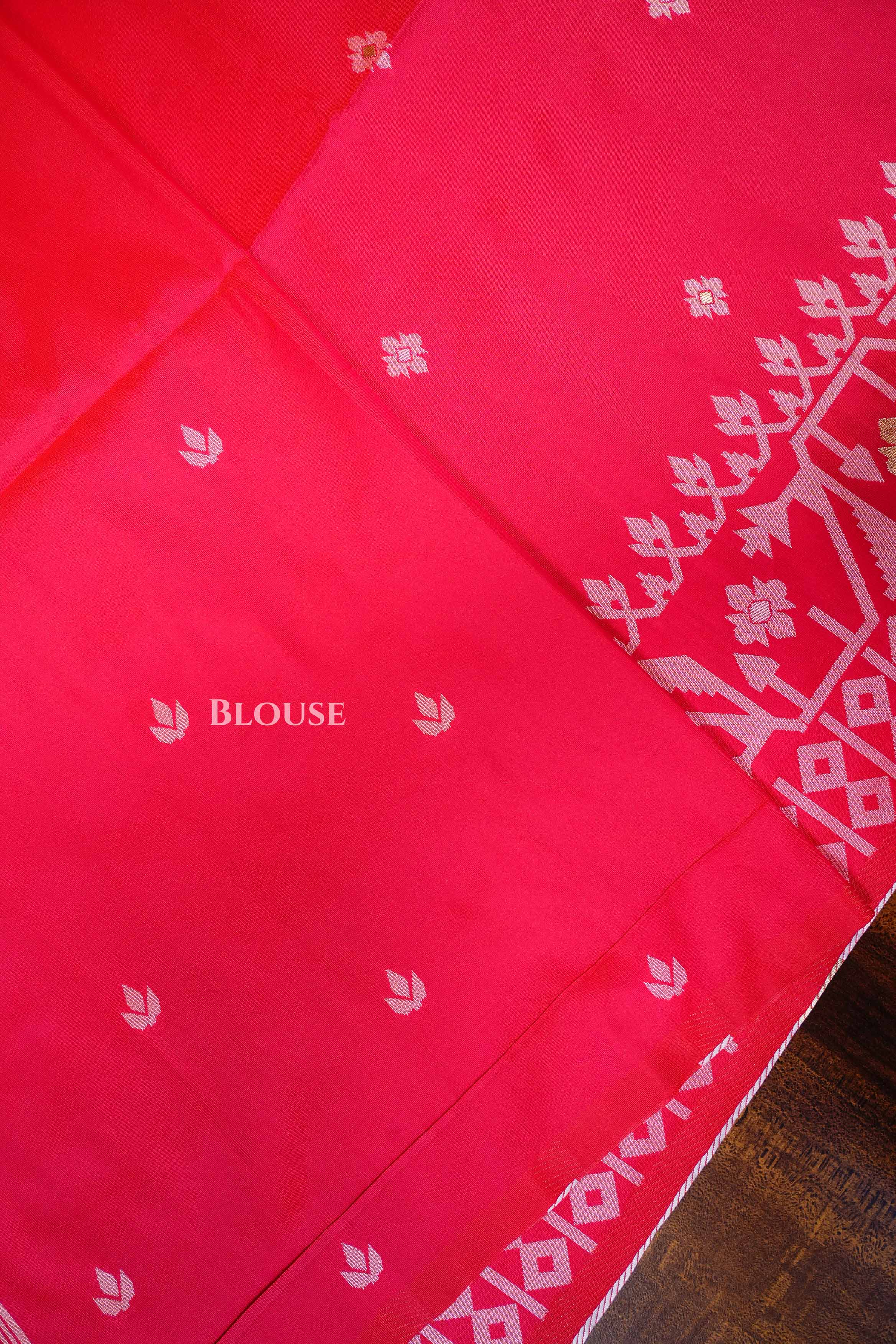 Red Jamdani Butter Silk Saree