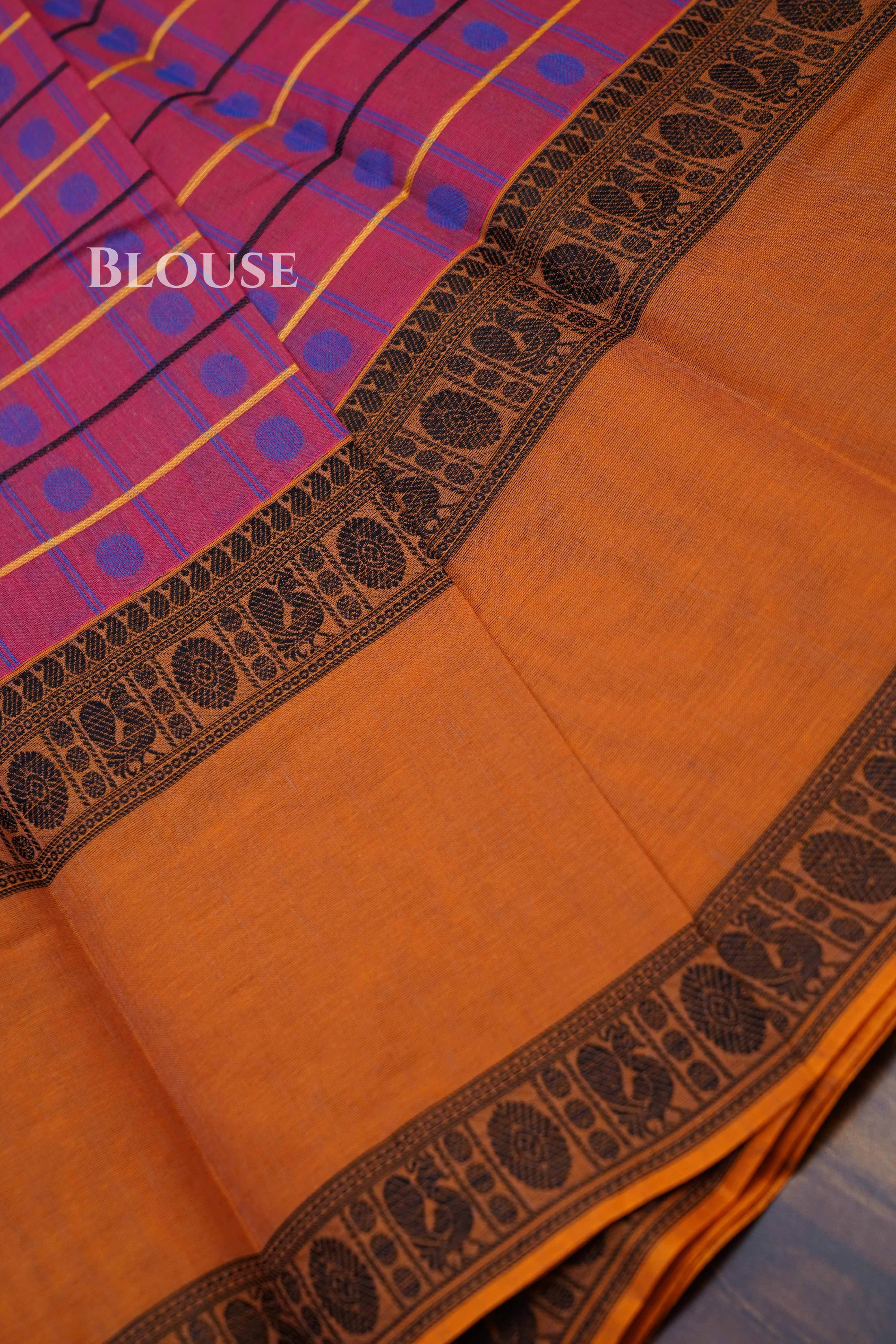 Raspberry Pink Chettinad Cotton Saree