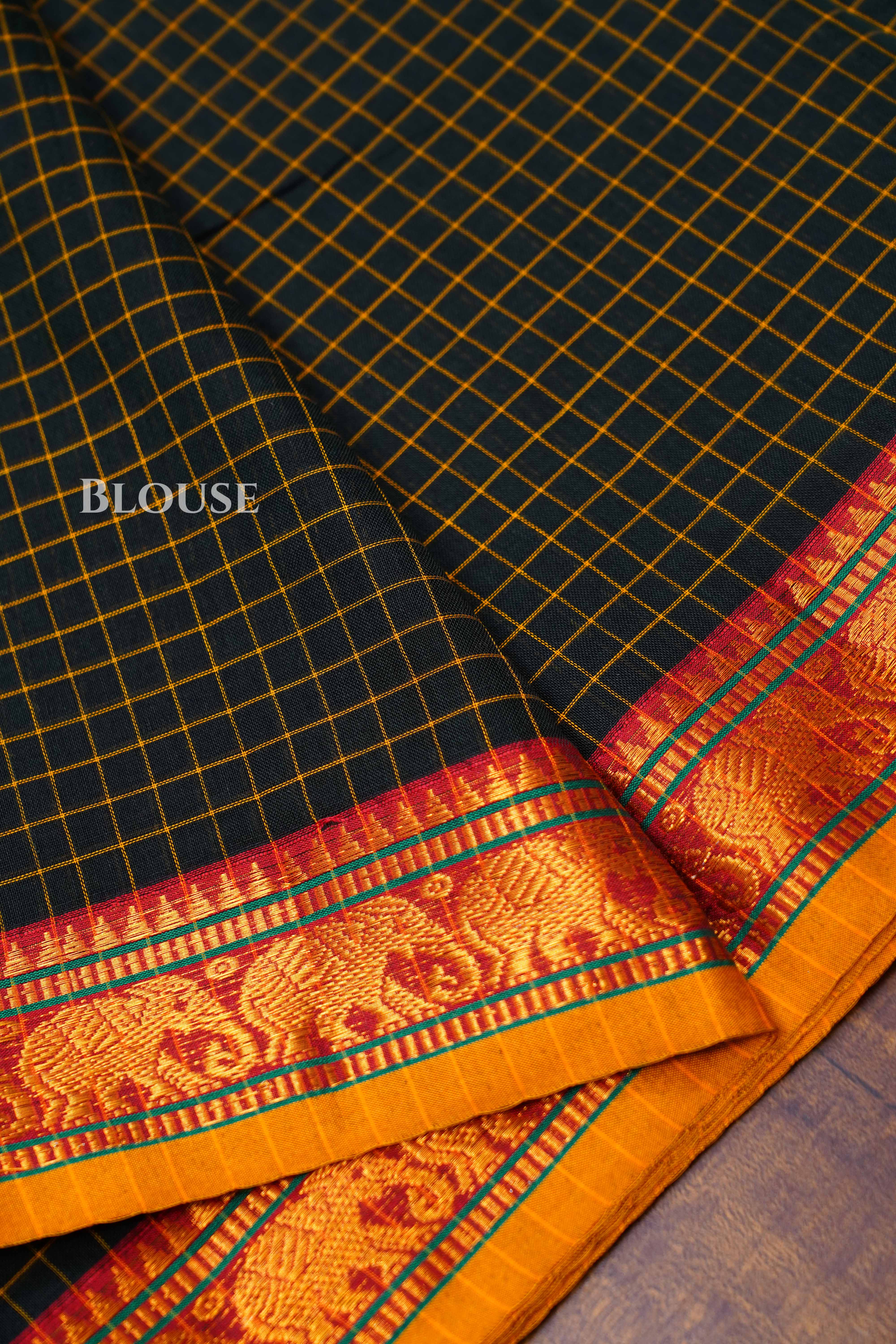 Black Narayanpet Cotton Saree