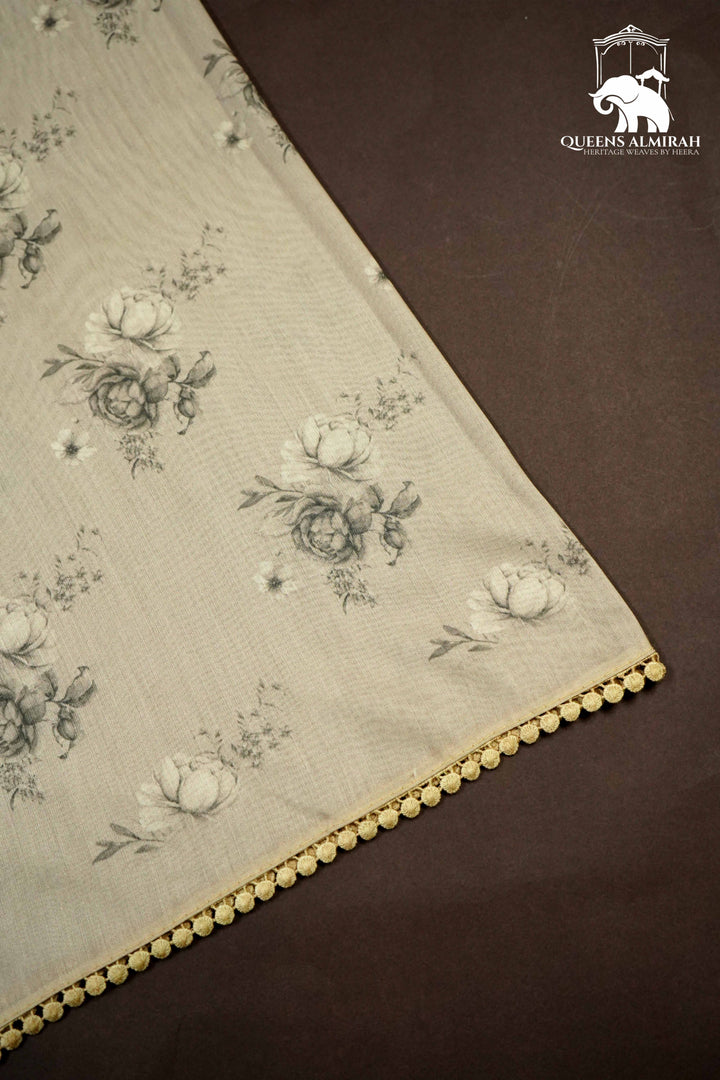 DESERT BROWN WITH EMBROIDERY BORDER TISSUE SAREE - Queens Jewel Emporium
