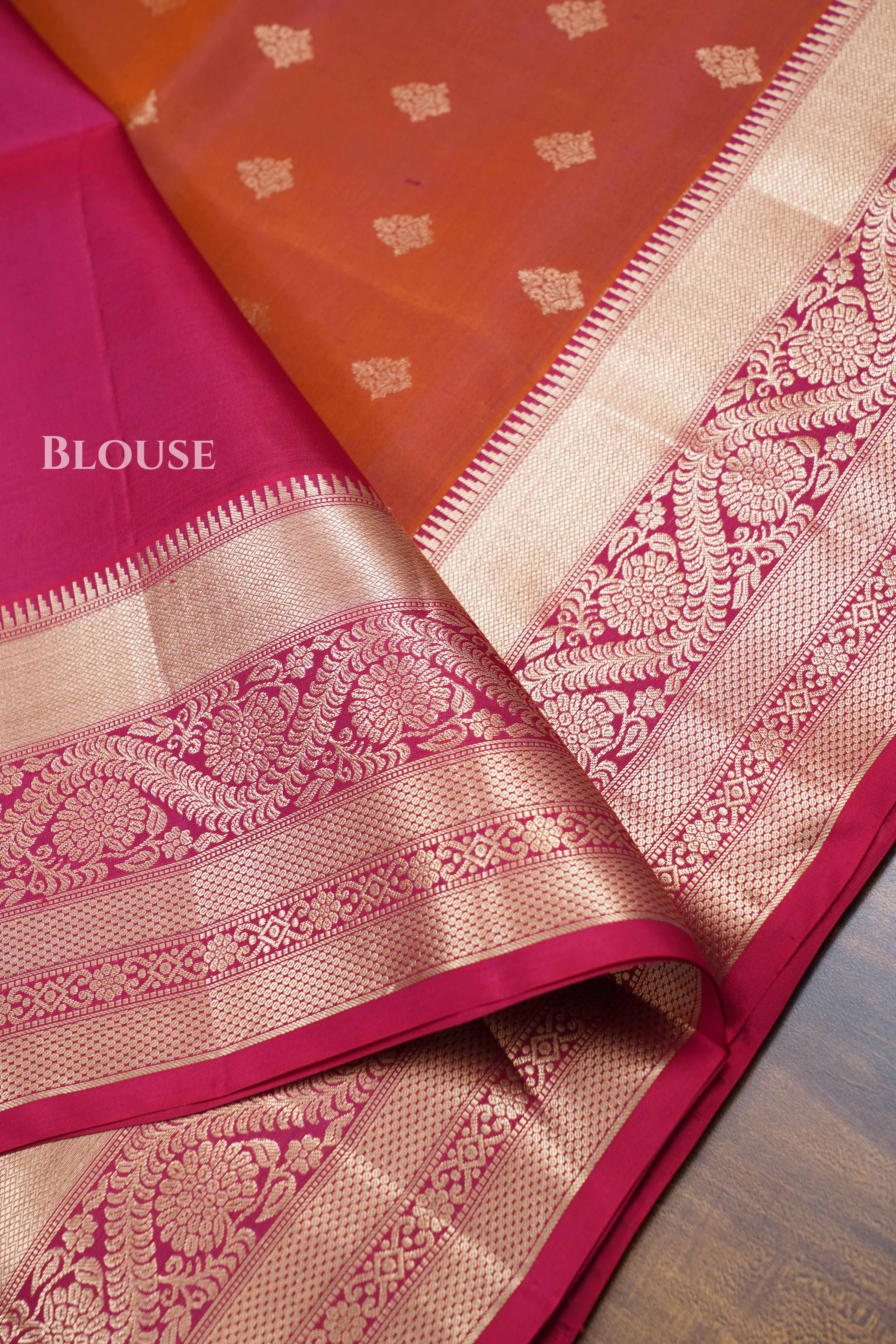 Brownish Red Pure Soft Silk Saree