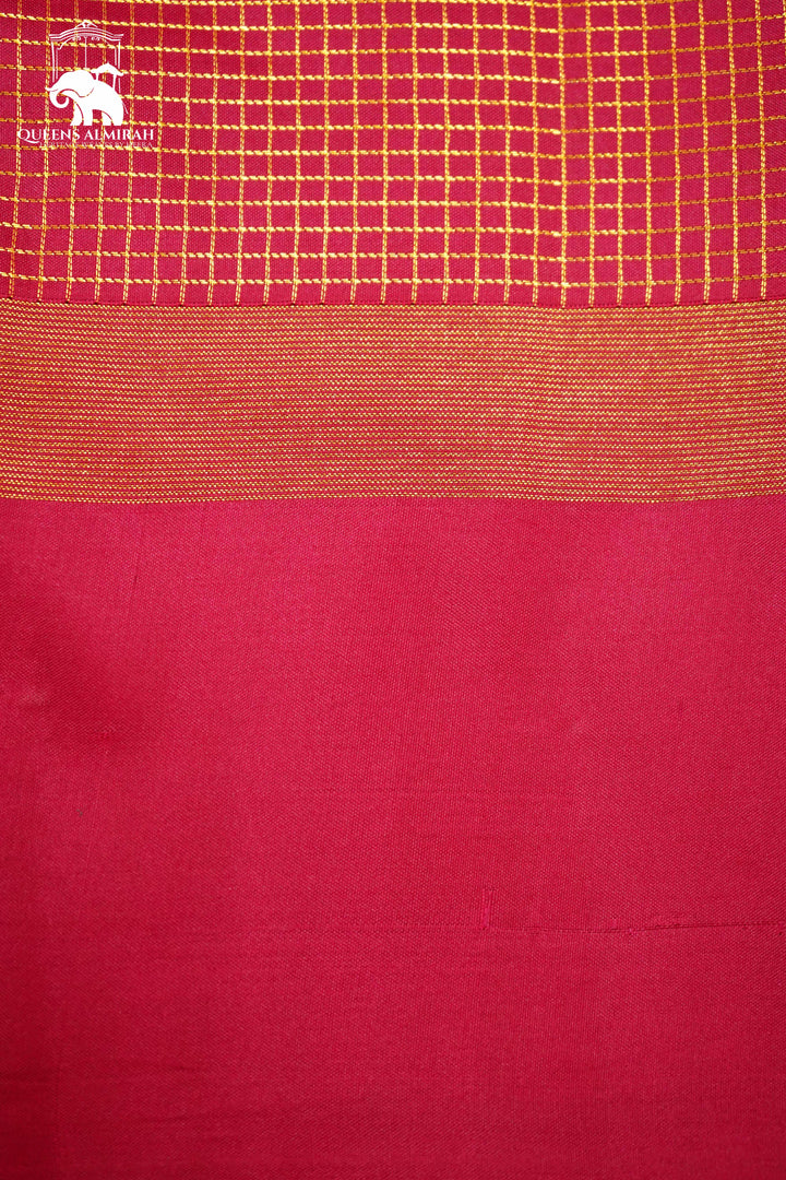 ROUGE PINK WITH DARK PINK KANCHIVARAM SILK SAREE - Queens Jewel Emporium