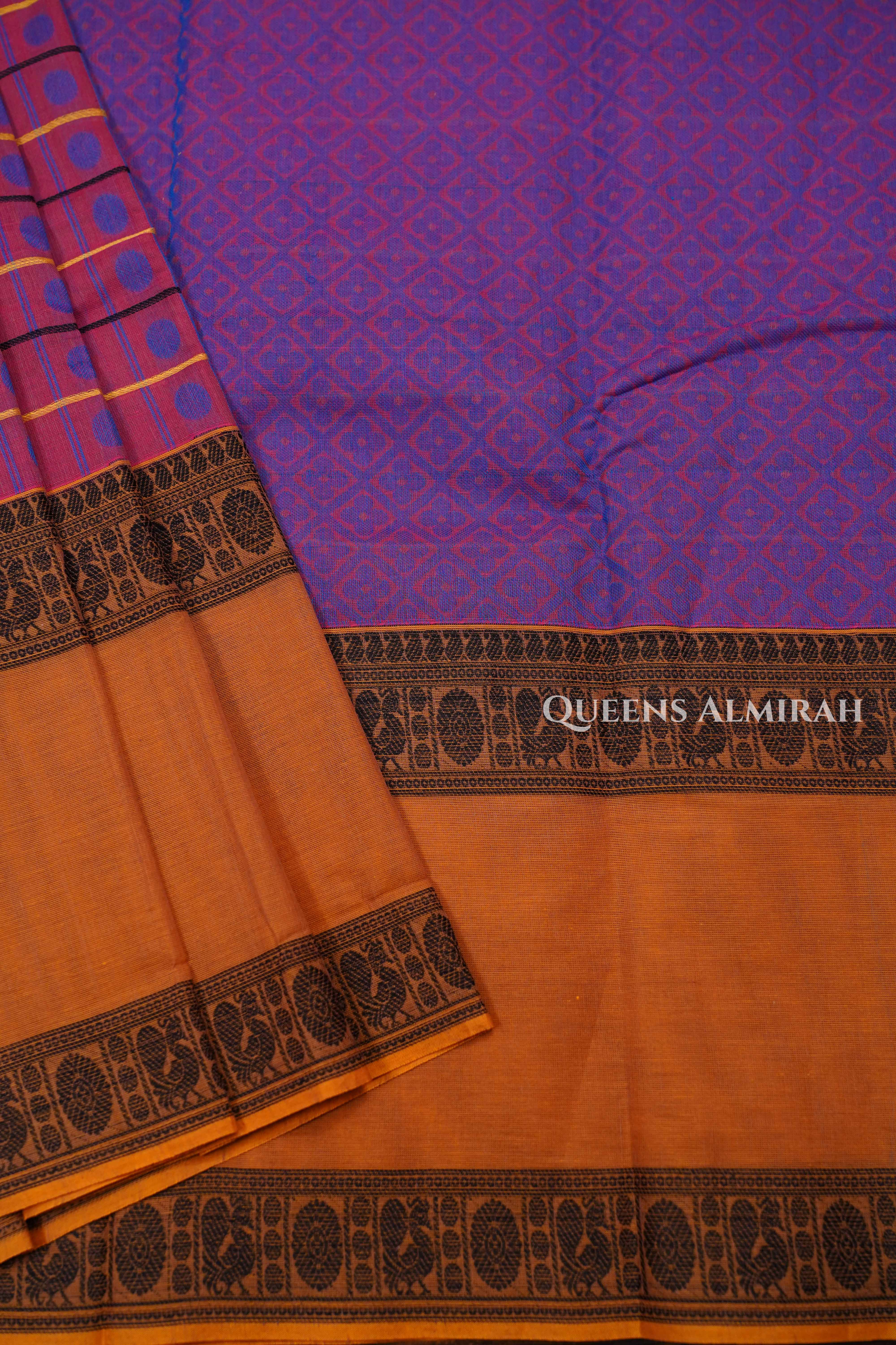 Raspberry Pink Chettinad Cotton Saree