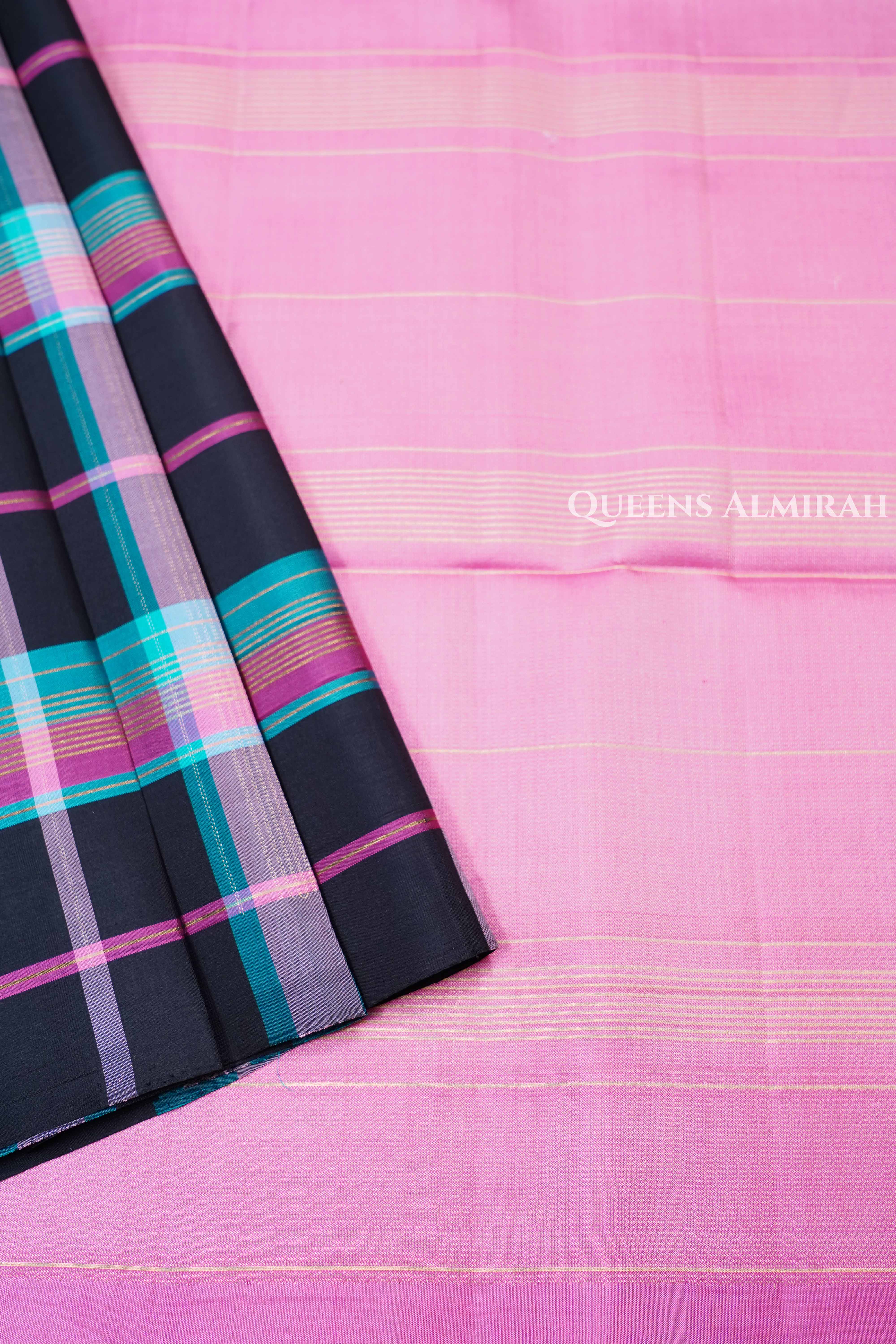 Multi Checks Pure Soft Silk Saree.1