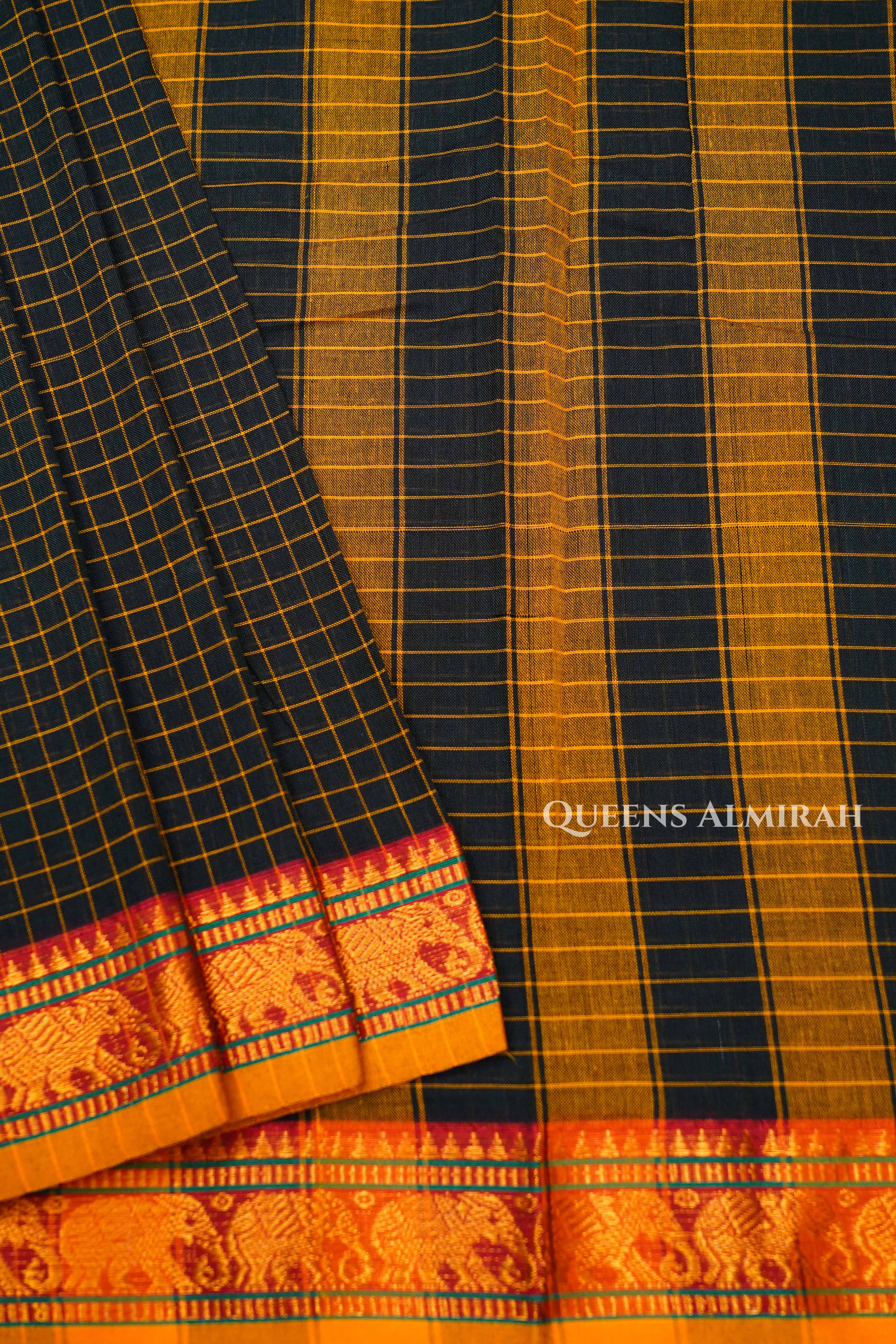 Black Narayanpet Cotton Saree