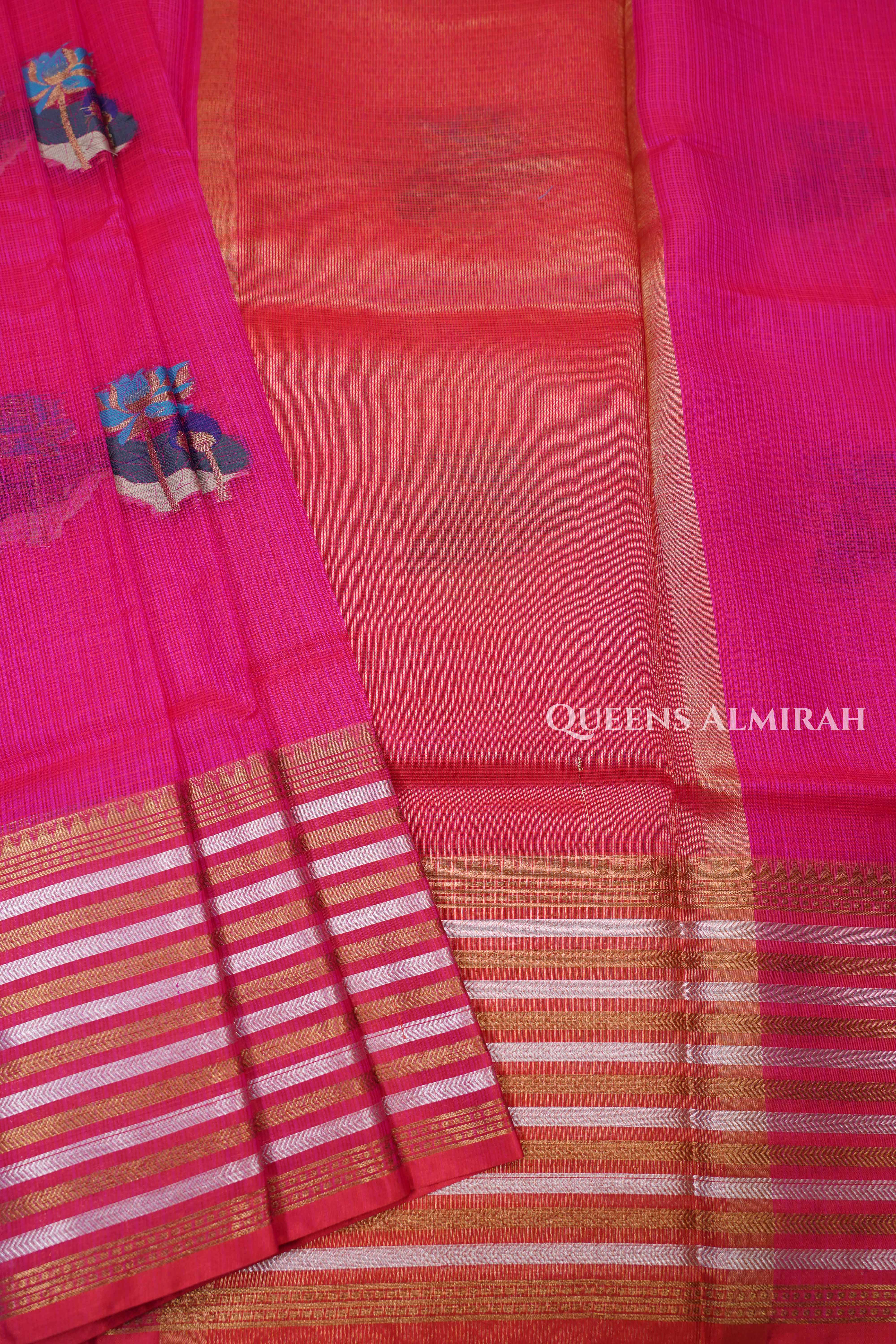 Magenta Pink Pure Kota Silk Saree
