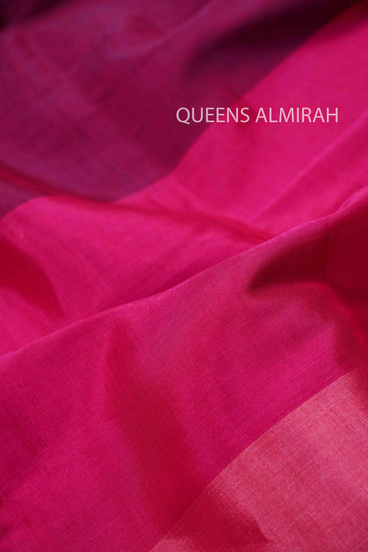 SHADES OF PINK WITH GOLDEN BORDER KATAN CHANDERI SILK SAREE - Queens Jewel Emporium