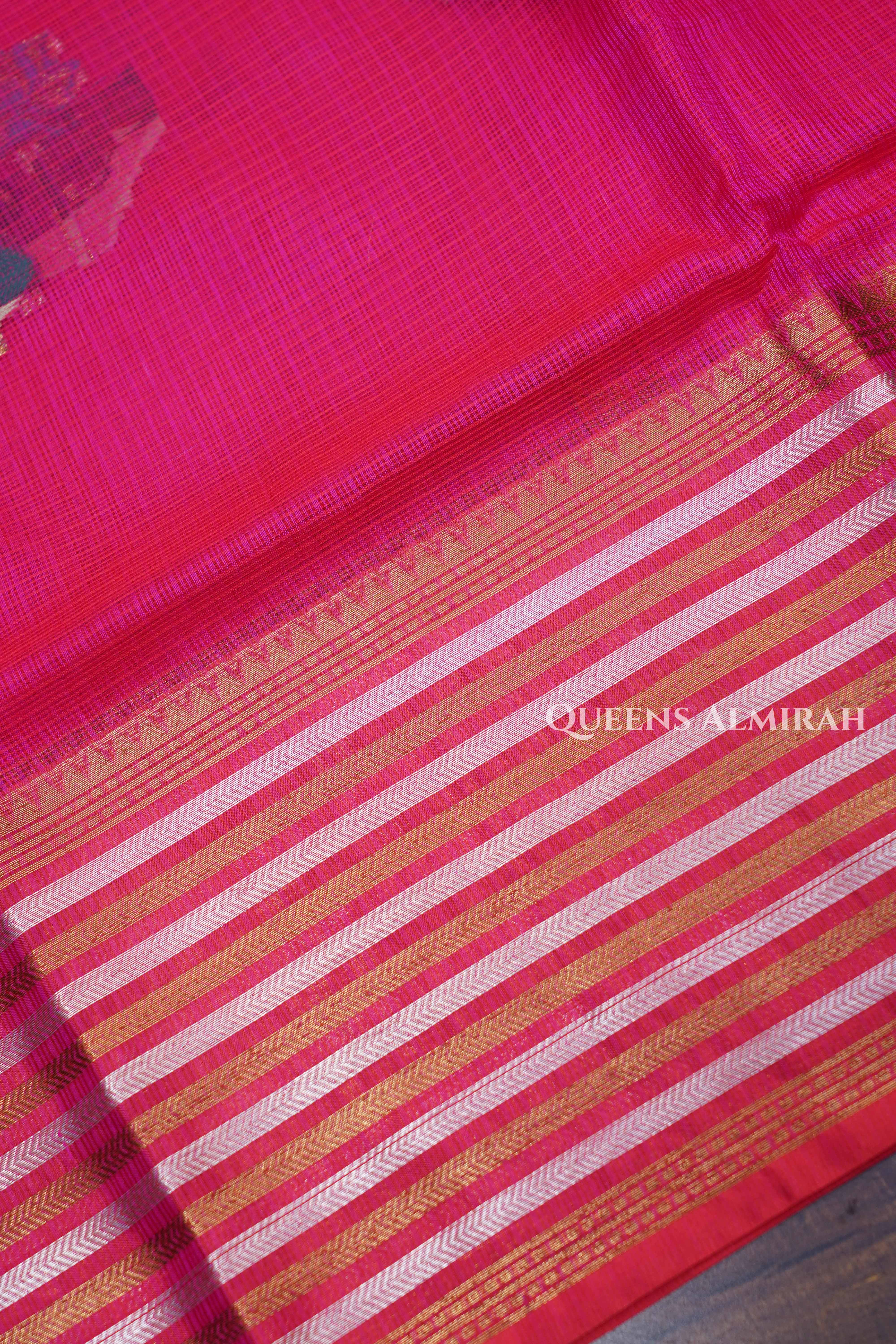 Magenta Pink Pure Kota Silk Saree