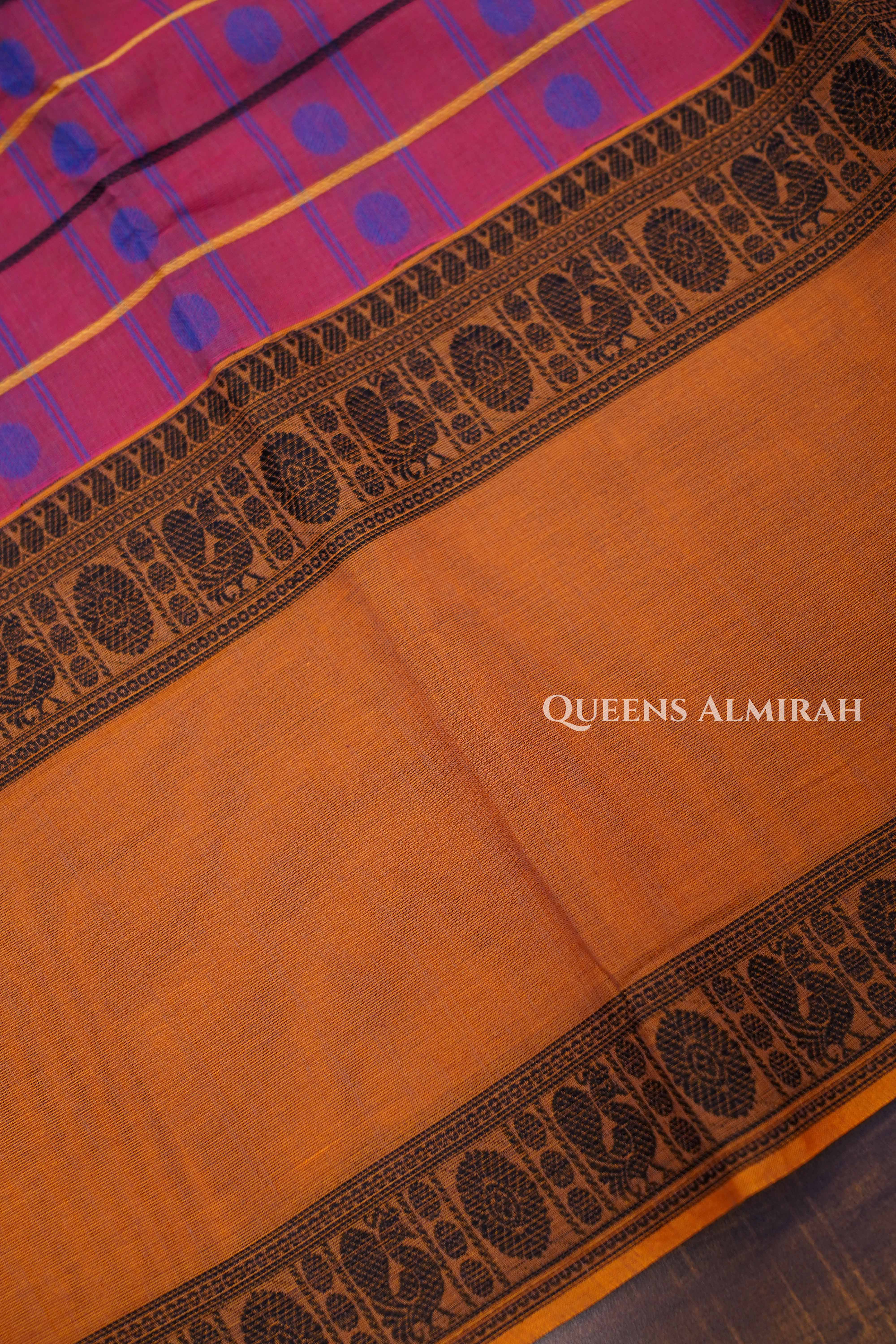 Raspberry Pink Chettinad Cotton Saree