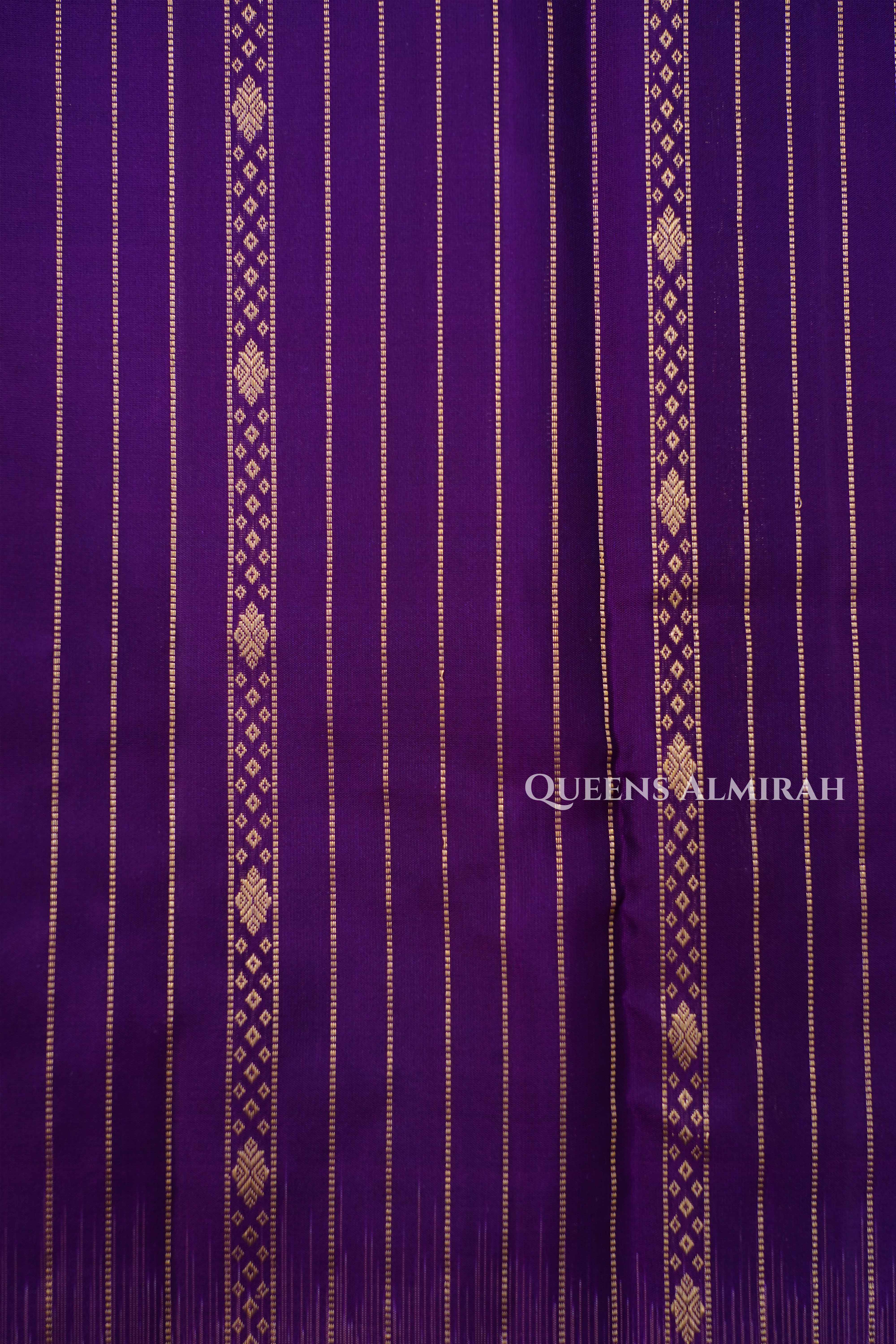 Vadamalli Purple With Ivory White Pure Kanchivaram Silk Saree