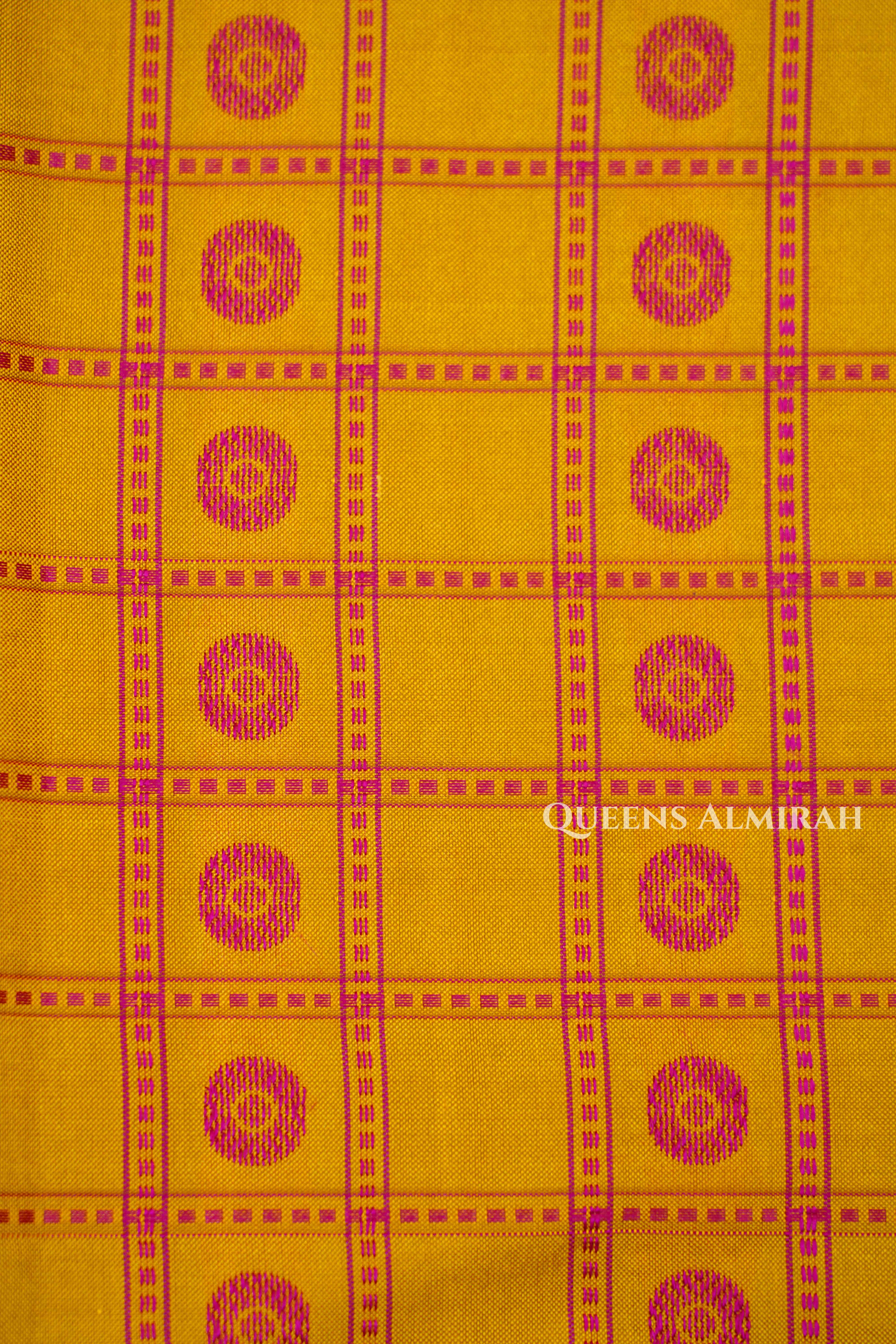 Yellow With Honey Brown Pure Kanchivaram Silk Saree