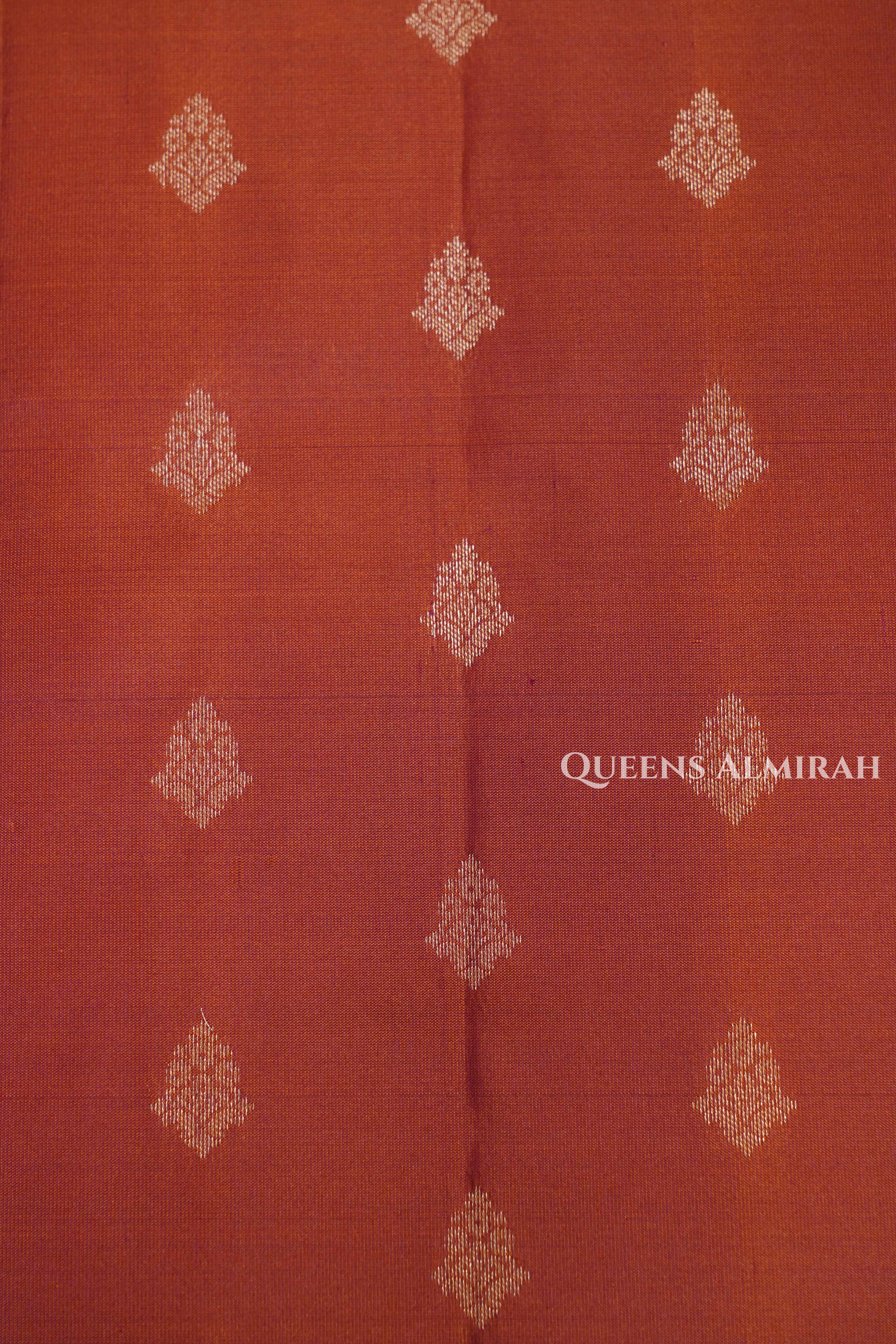 Brownish Red Pure Soft Silk Saree