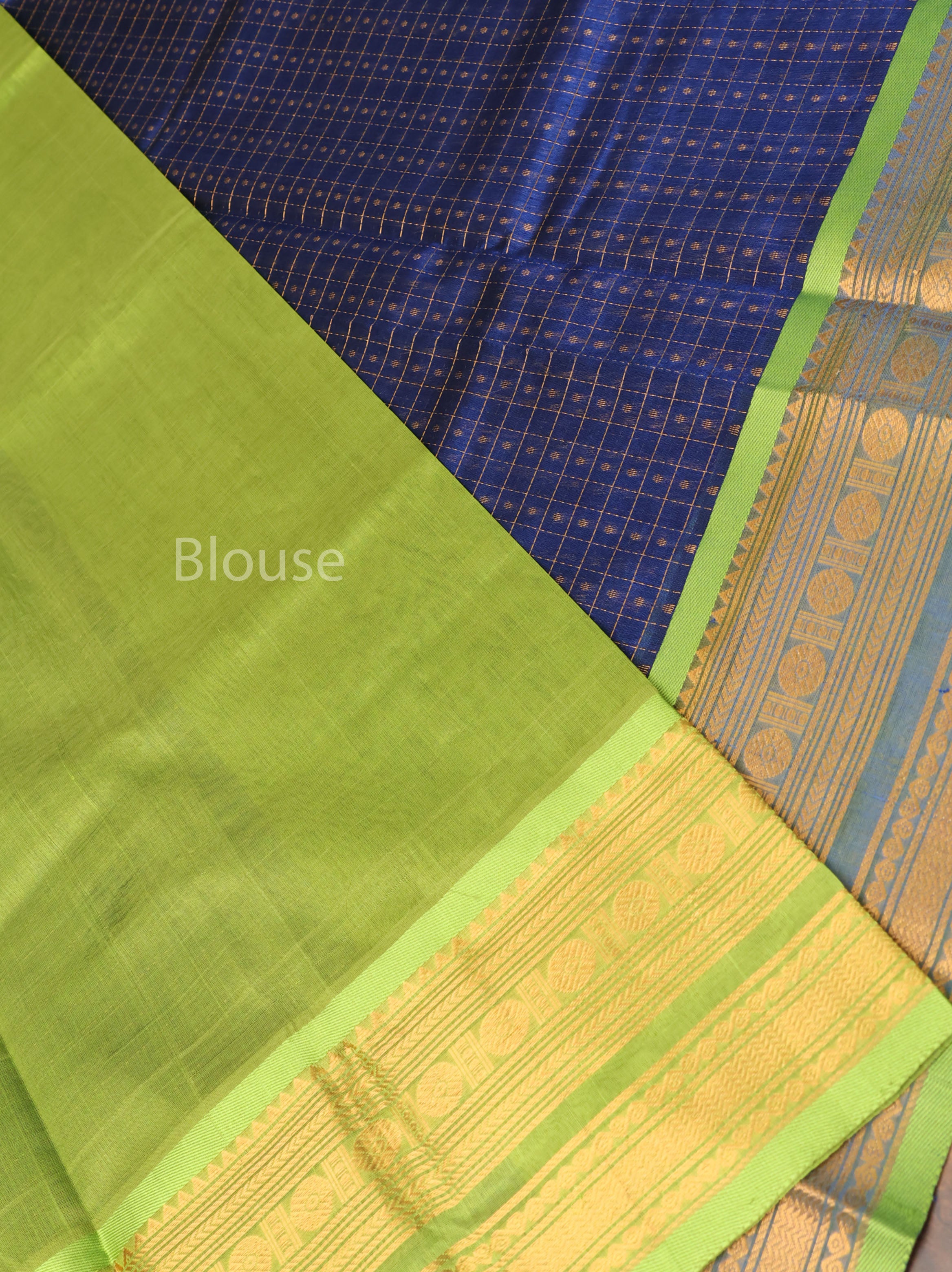Blue With Green Pure Silk Cotton Saree