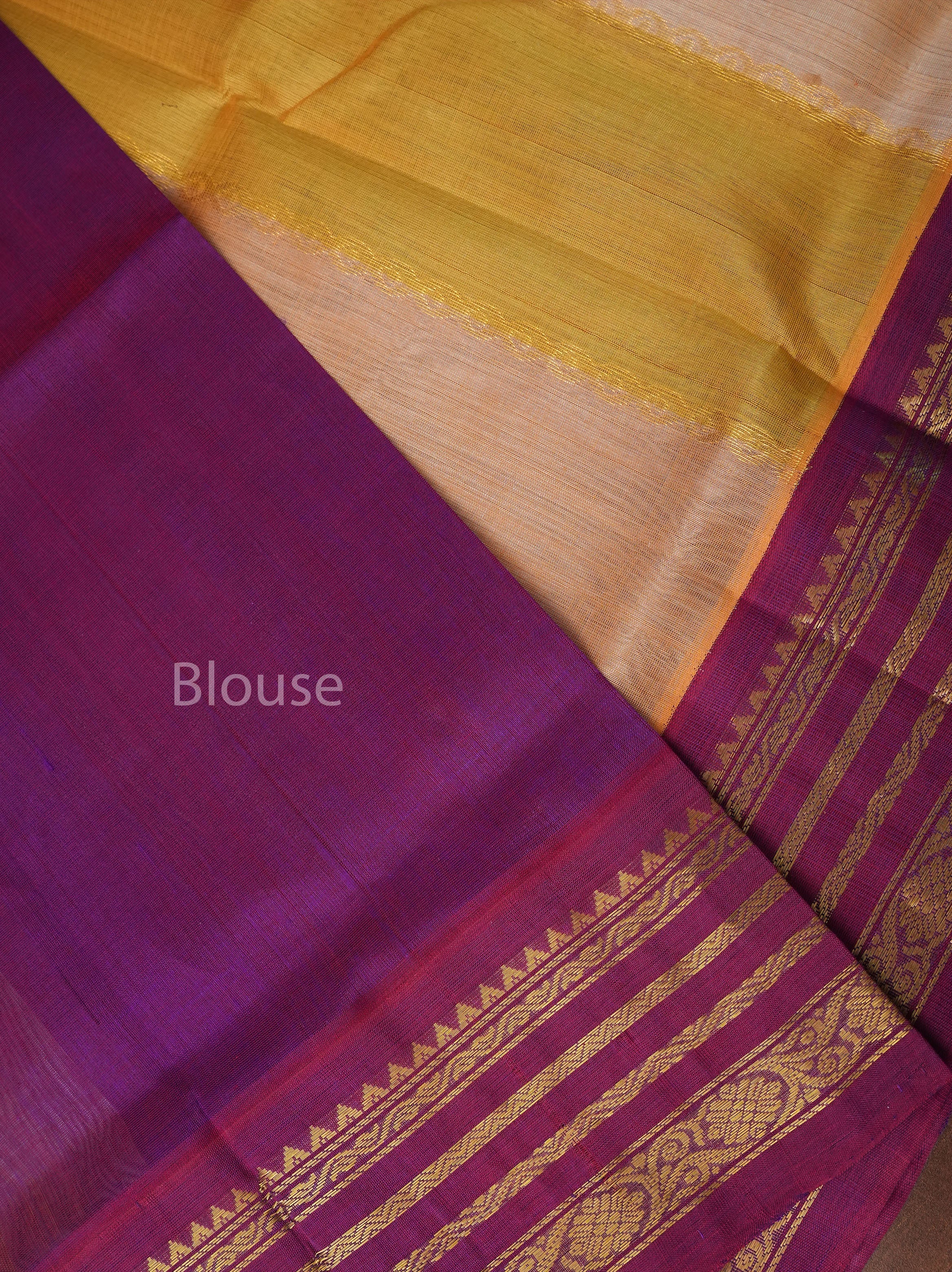 Multicolor With Purple Border Pure Silk Cotton Saree
