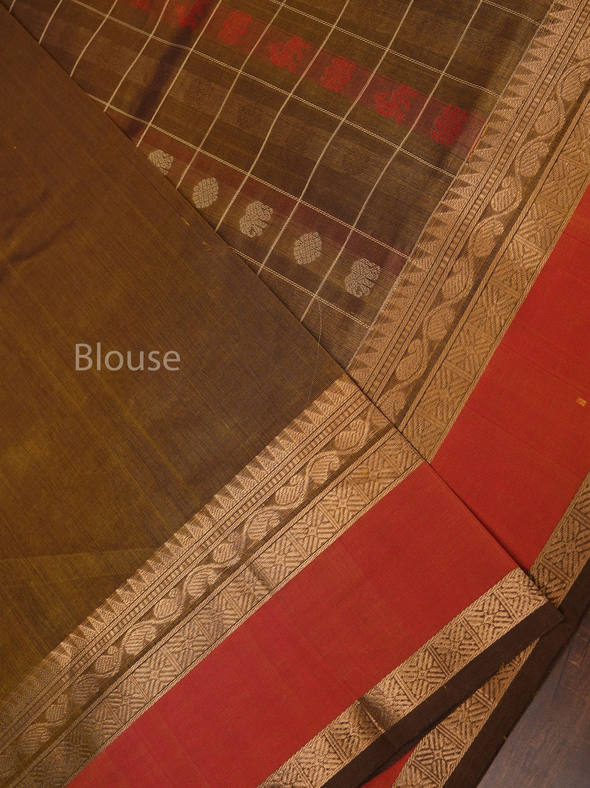 Antique Gold Color Chettinad Silk Cotton Saree
