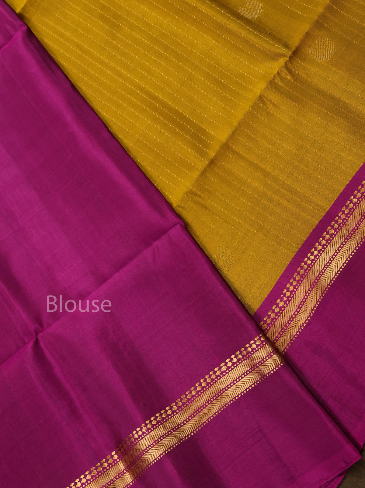 Mustard Yellow With Purple Pure Soft Silk Saree