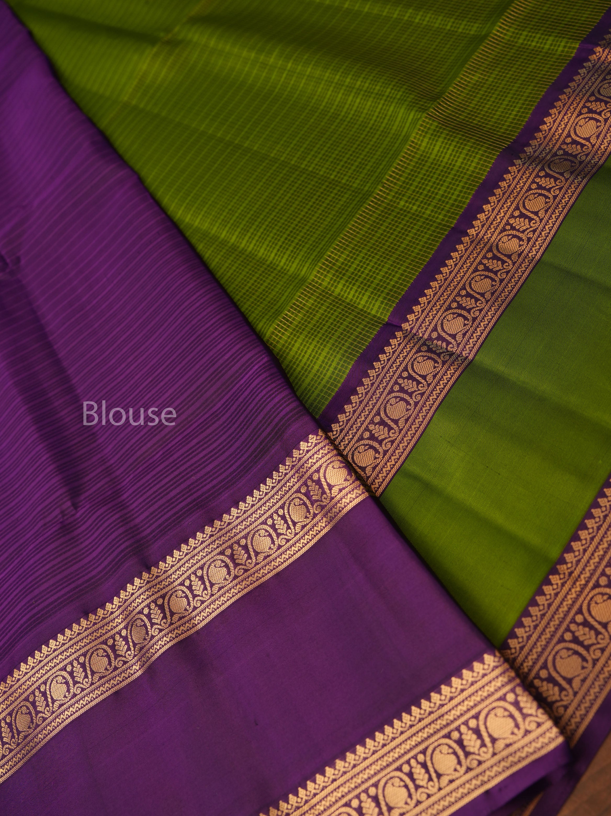 Green Payadi With Dark Violet Pure Soft Silk Saree