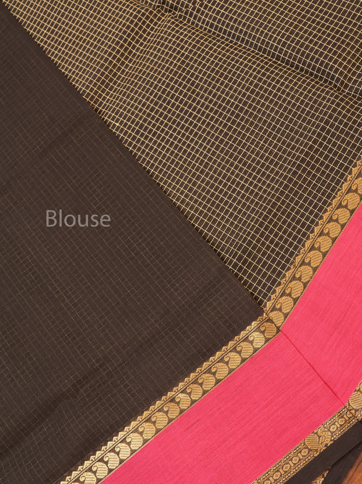 Black Kattam With Pink Chettinad Silk Cotton Saree