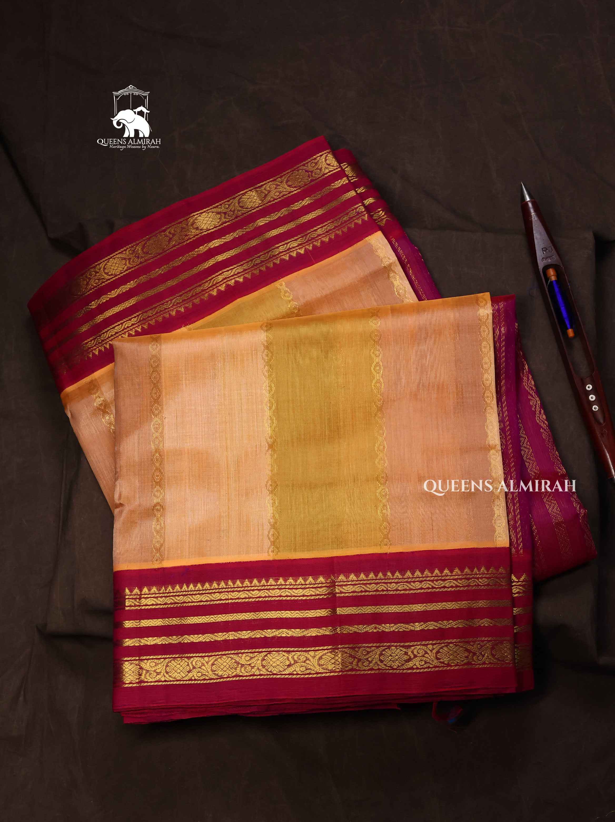 Multicolor With Purple Border Pure Silk Cotton Saree