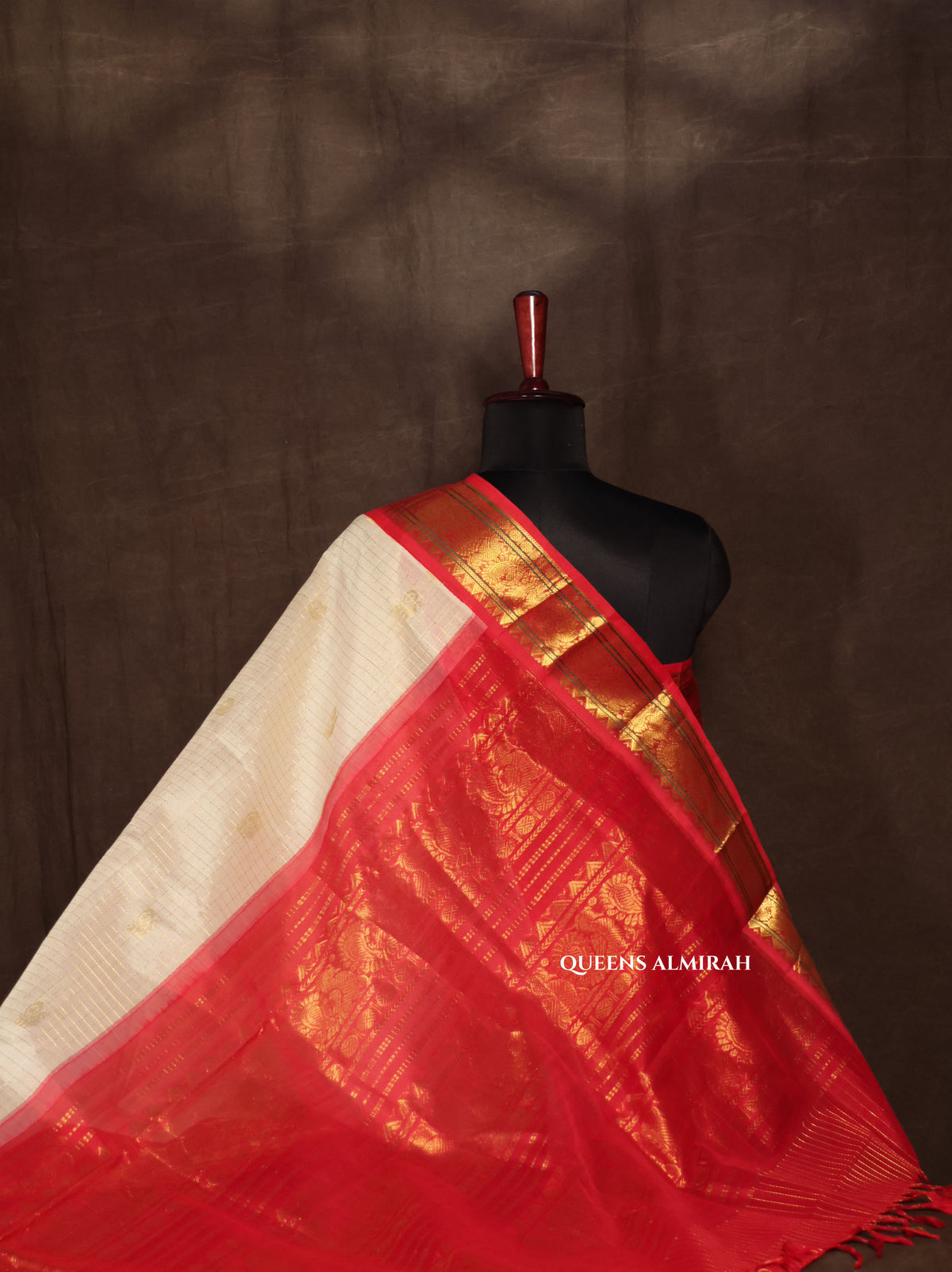White With Red Pure Silk Cotton Saree
