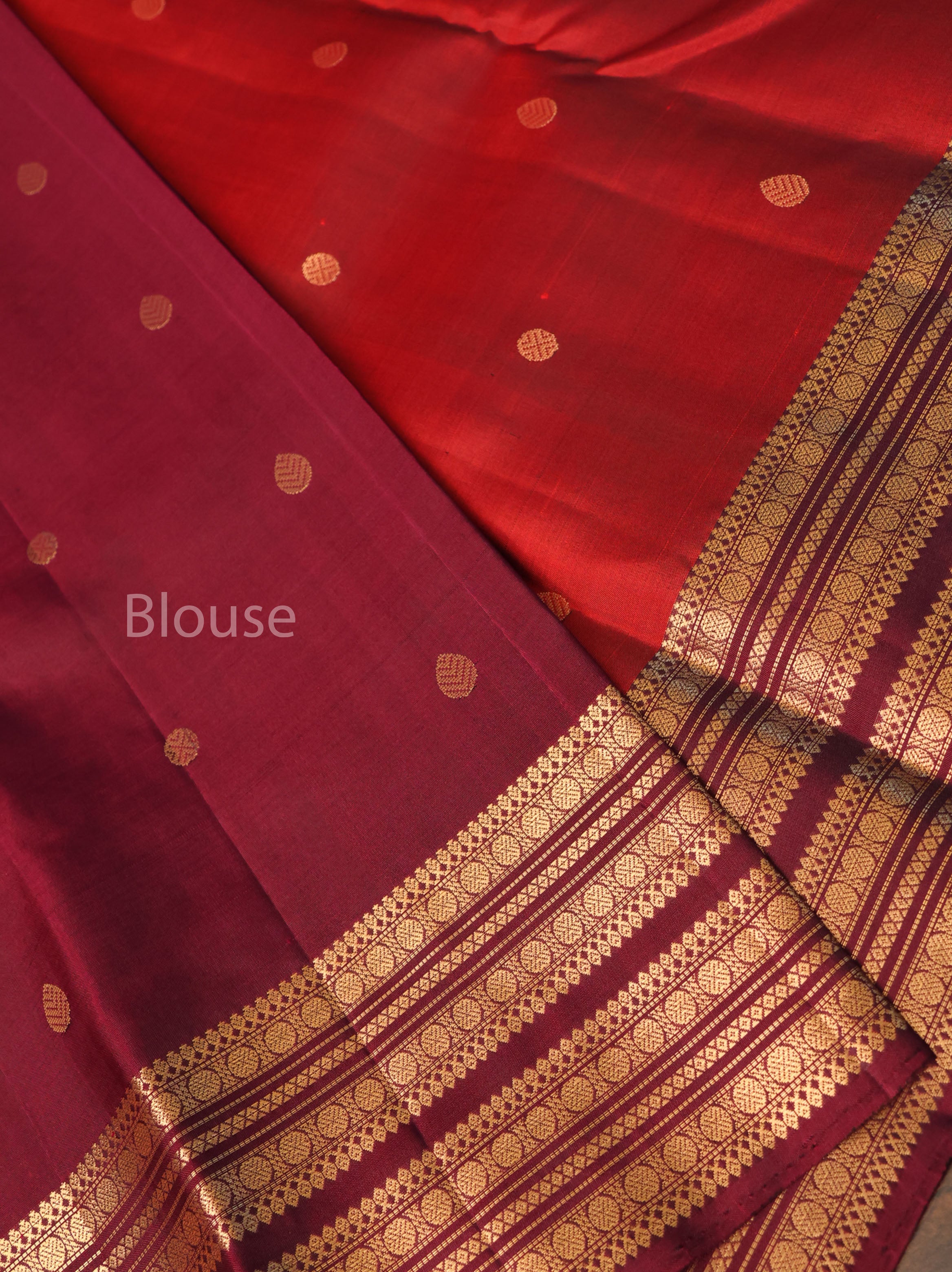 Brick Red With Maroon Pure Kanchivaram Silk Saree