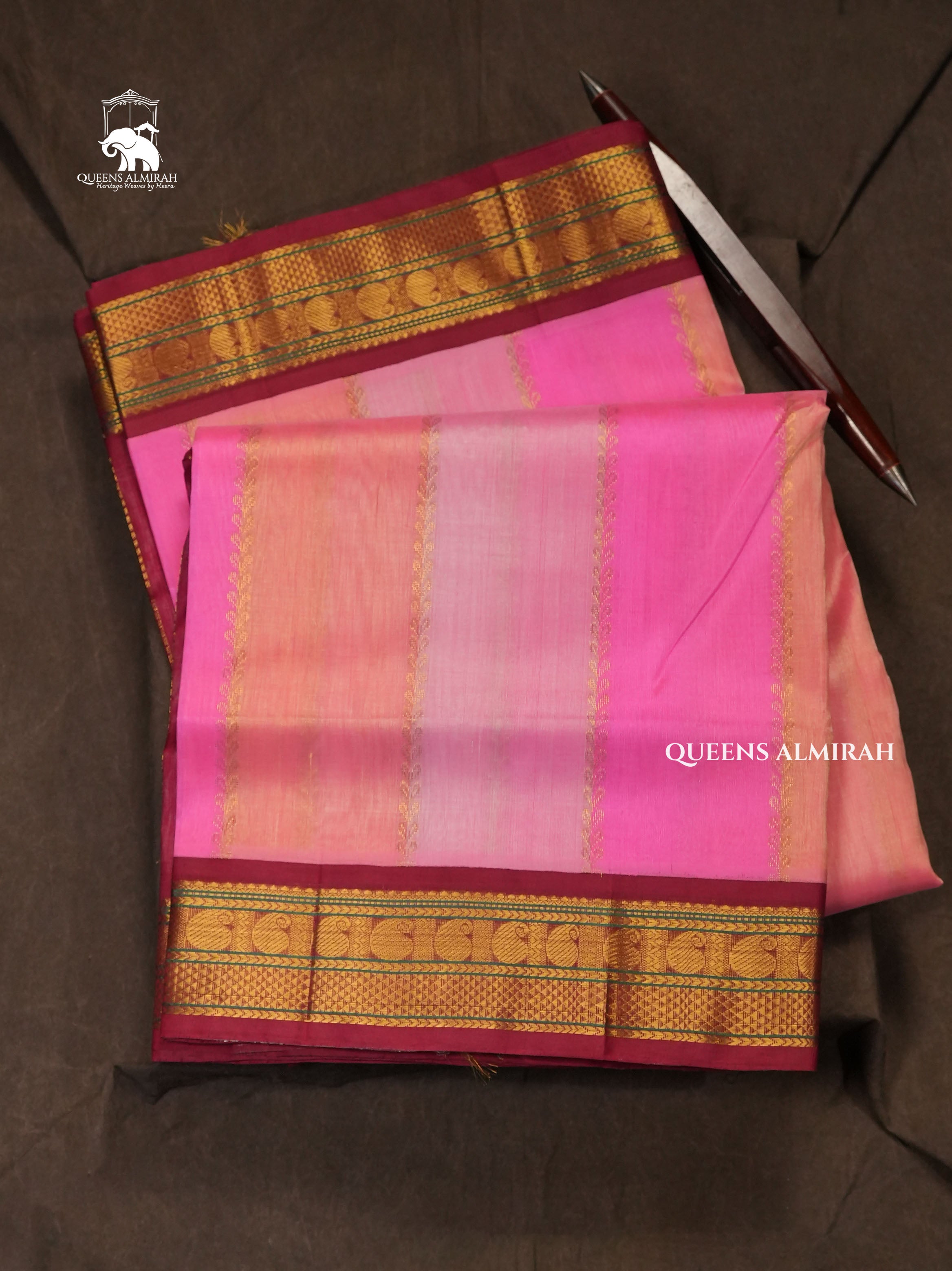 Multicolor With Purple Border Pure Silk Cotton Saree