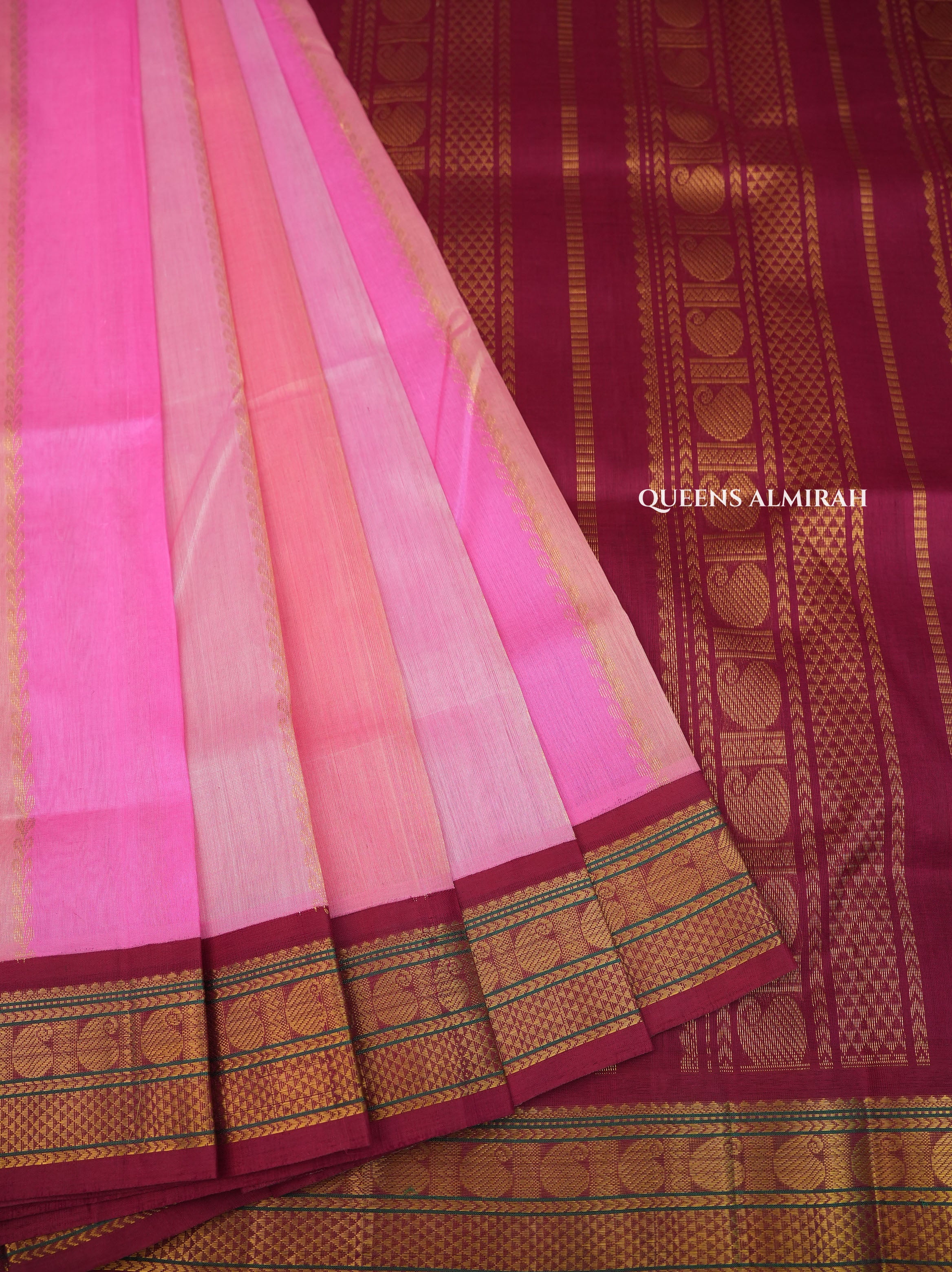 Multicolor With Purple Border Pure Silk Cotton Saree