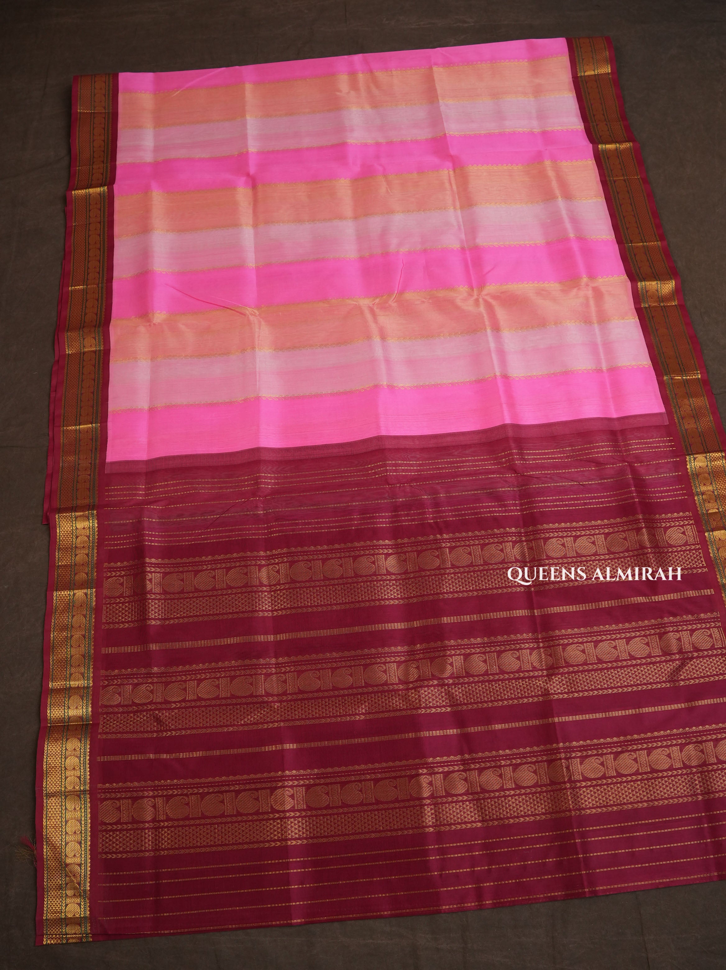 Multicolor With Purple Border Pure Silk Cotton Saree