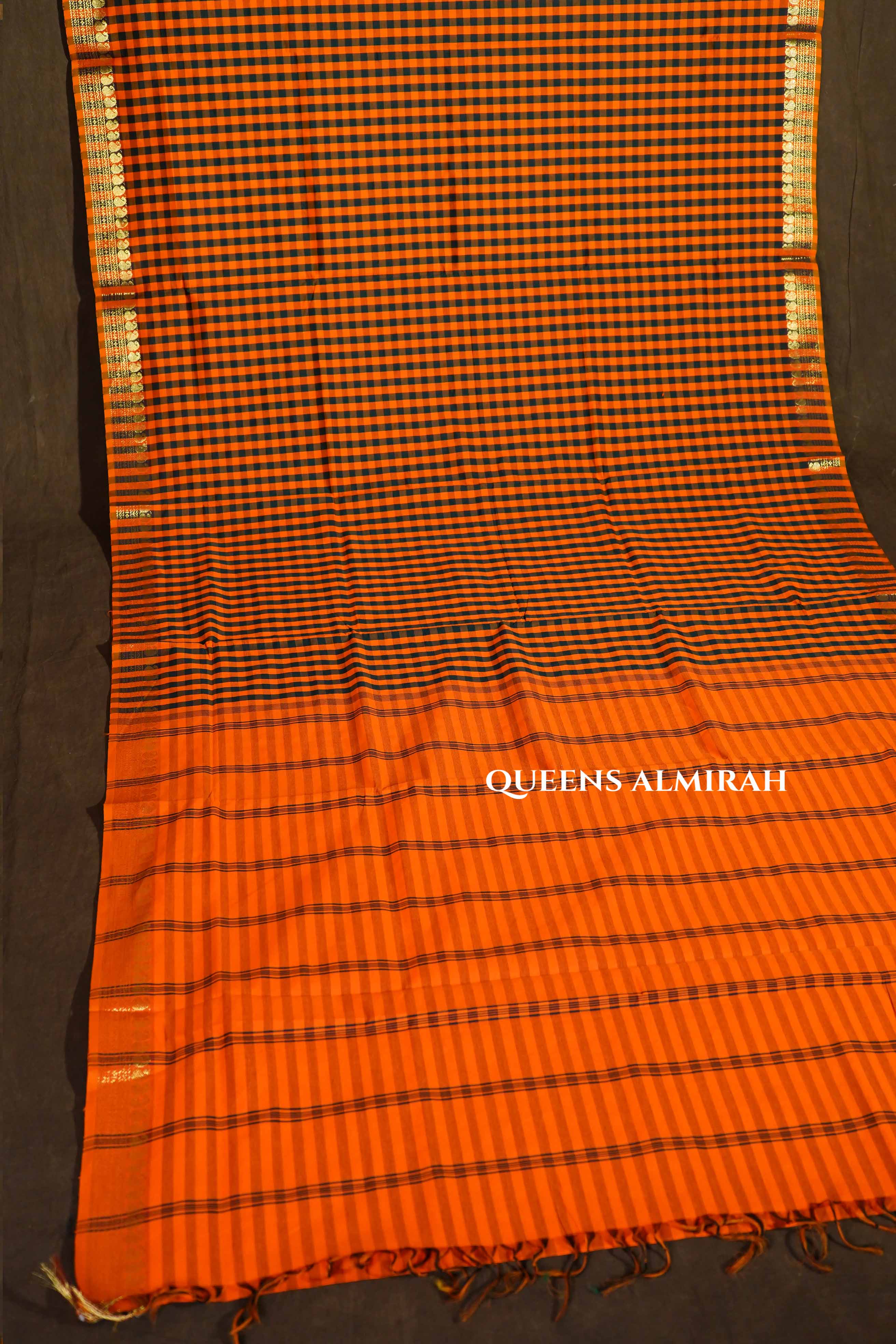 Yellow With Green Checks Semi Silk Cotton Saree