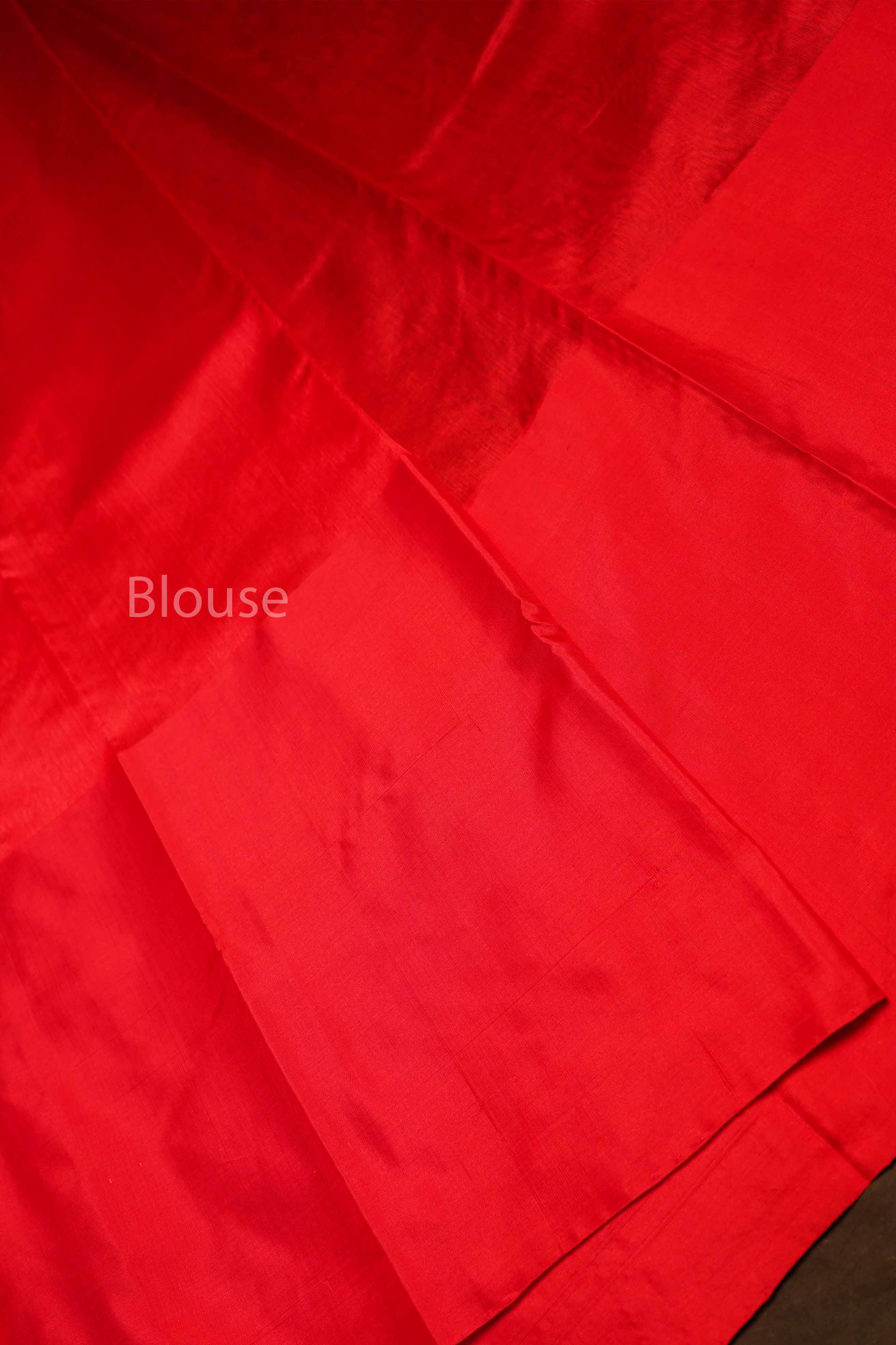 Red Chanderi Silk Saree