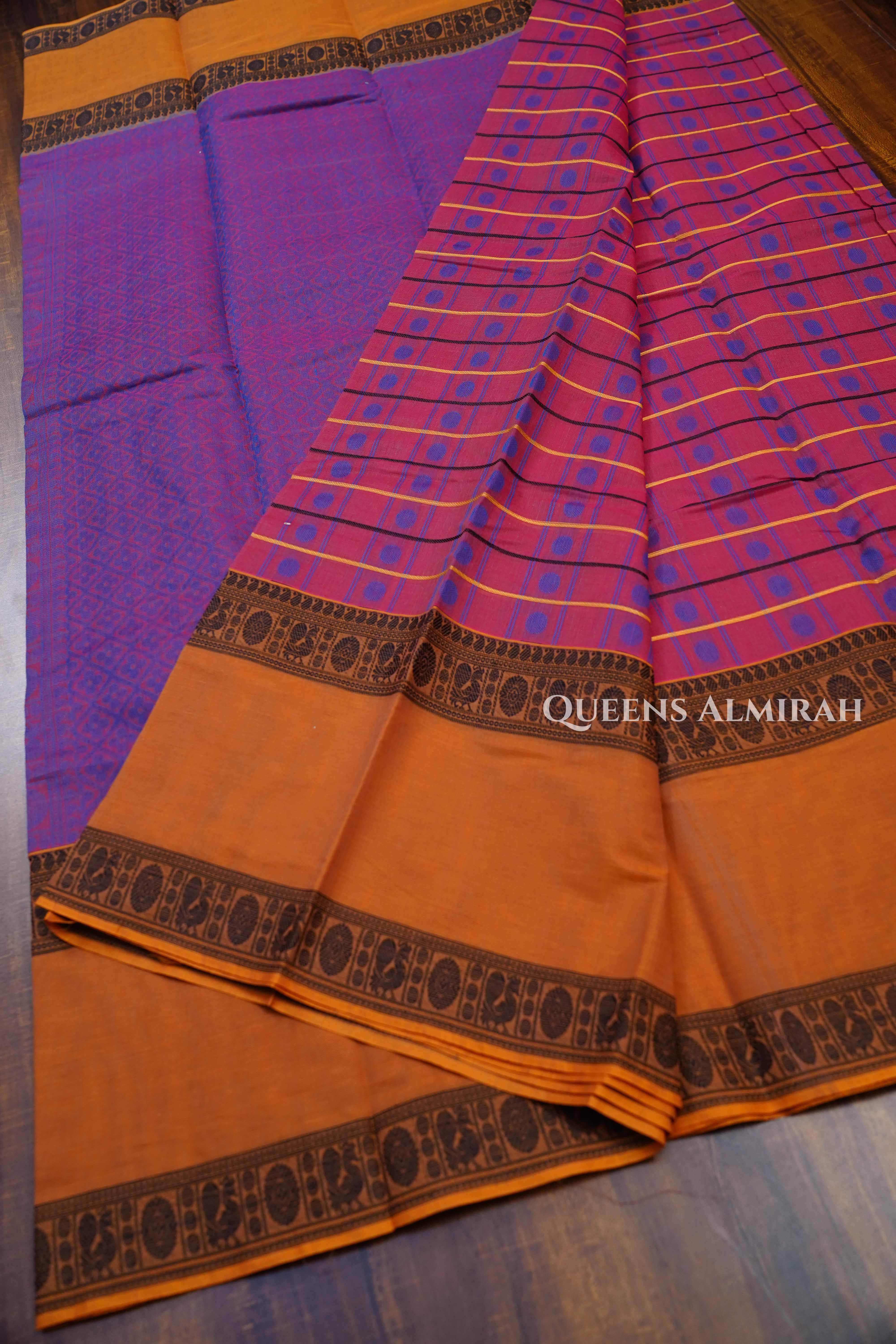 Raspberry Pink Chettinad Cotton Saree