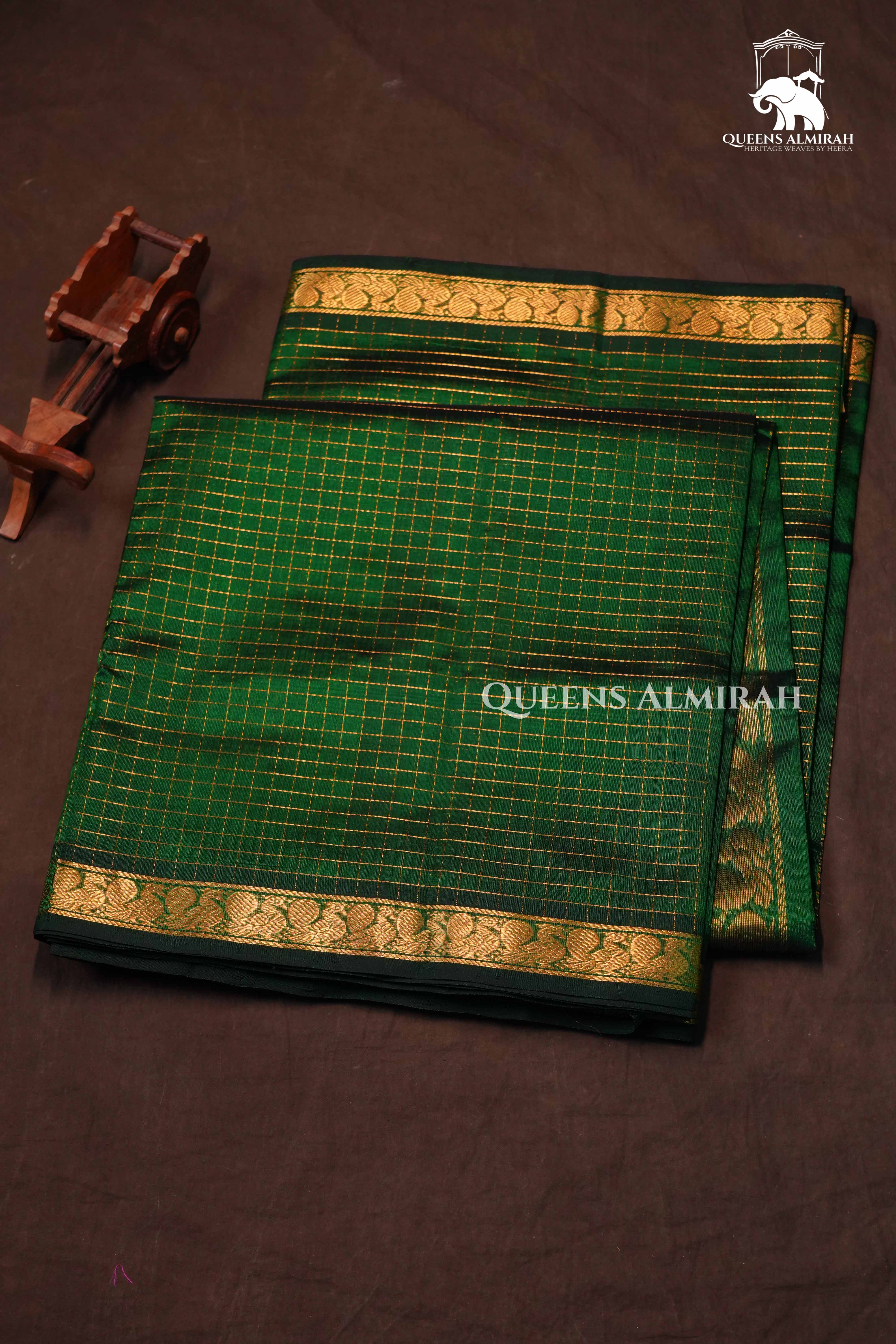 Dark Green Pure Kanchi Silk Cotton Saree