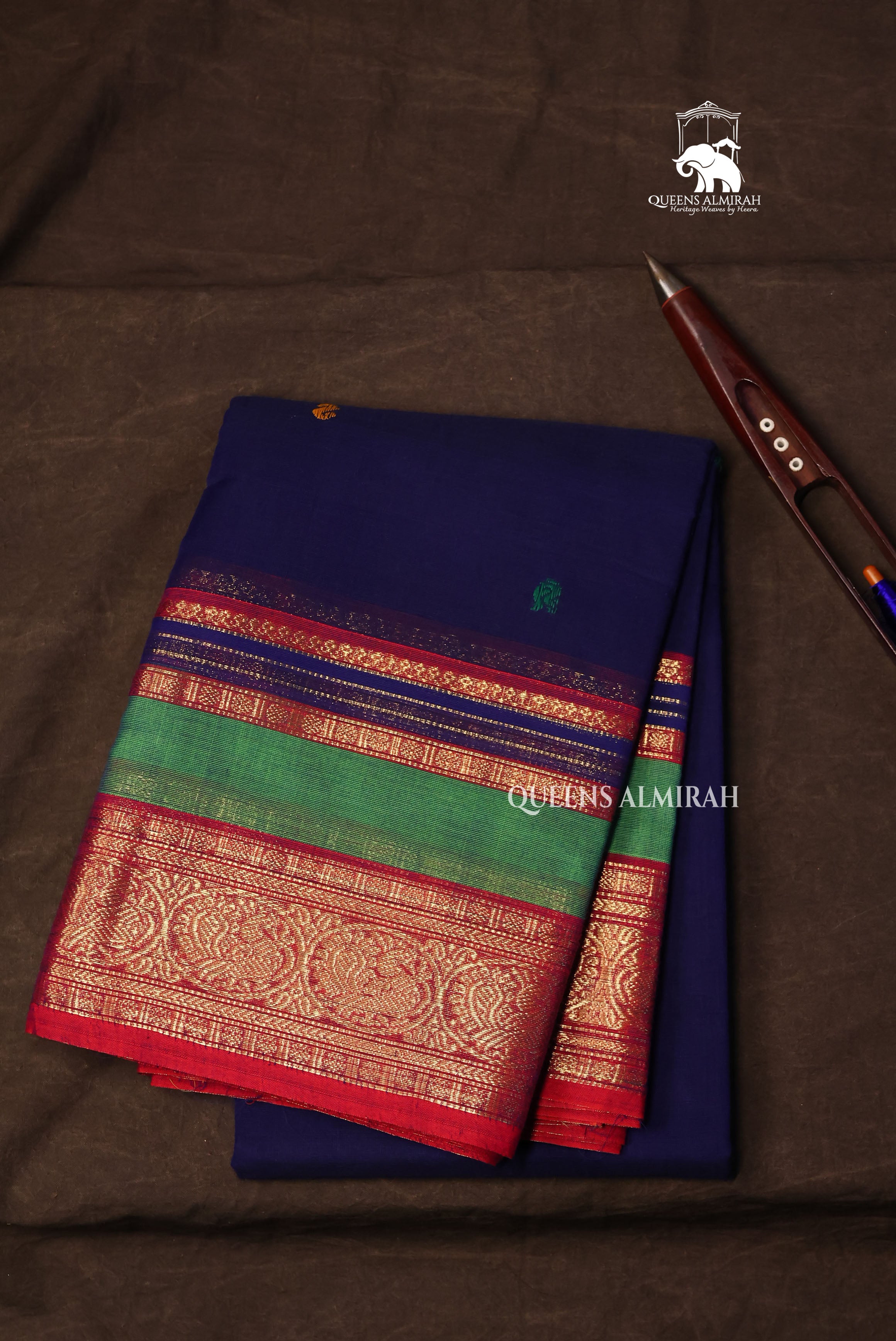 Navy Blue Kanchi Cotton Saree