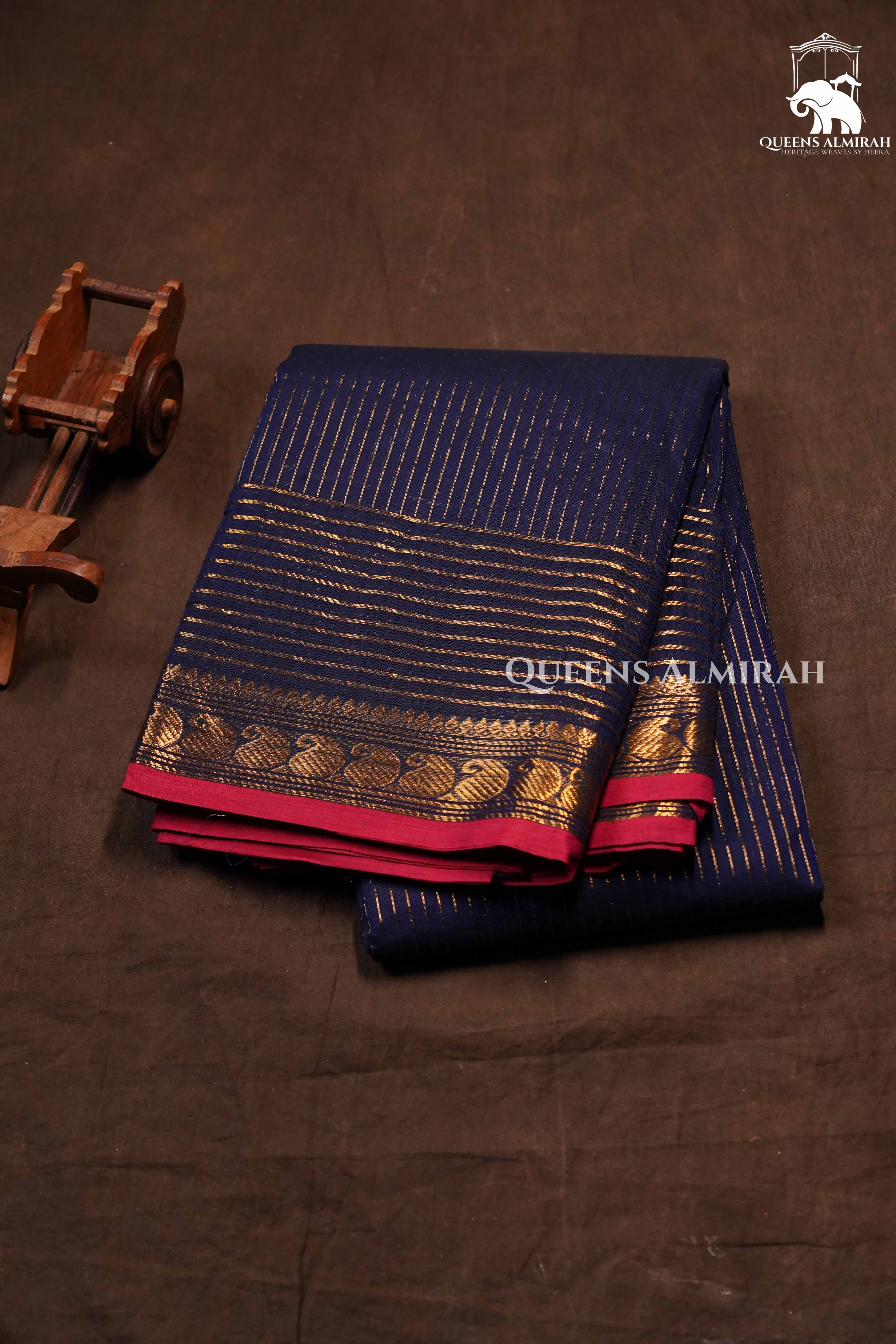Navy Blue Kanchi Cotton Saree