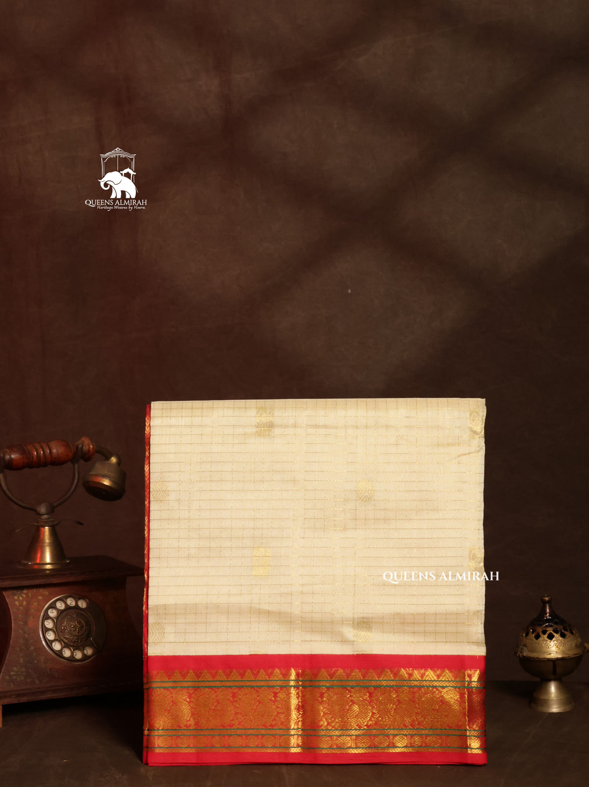 White With Red Pure Silk Cotton Saree