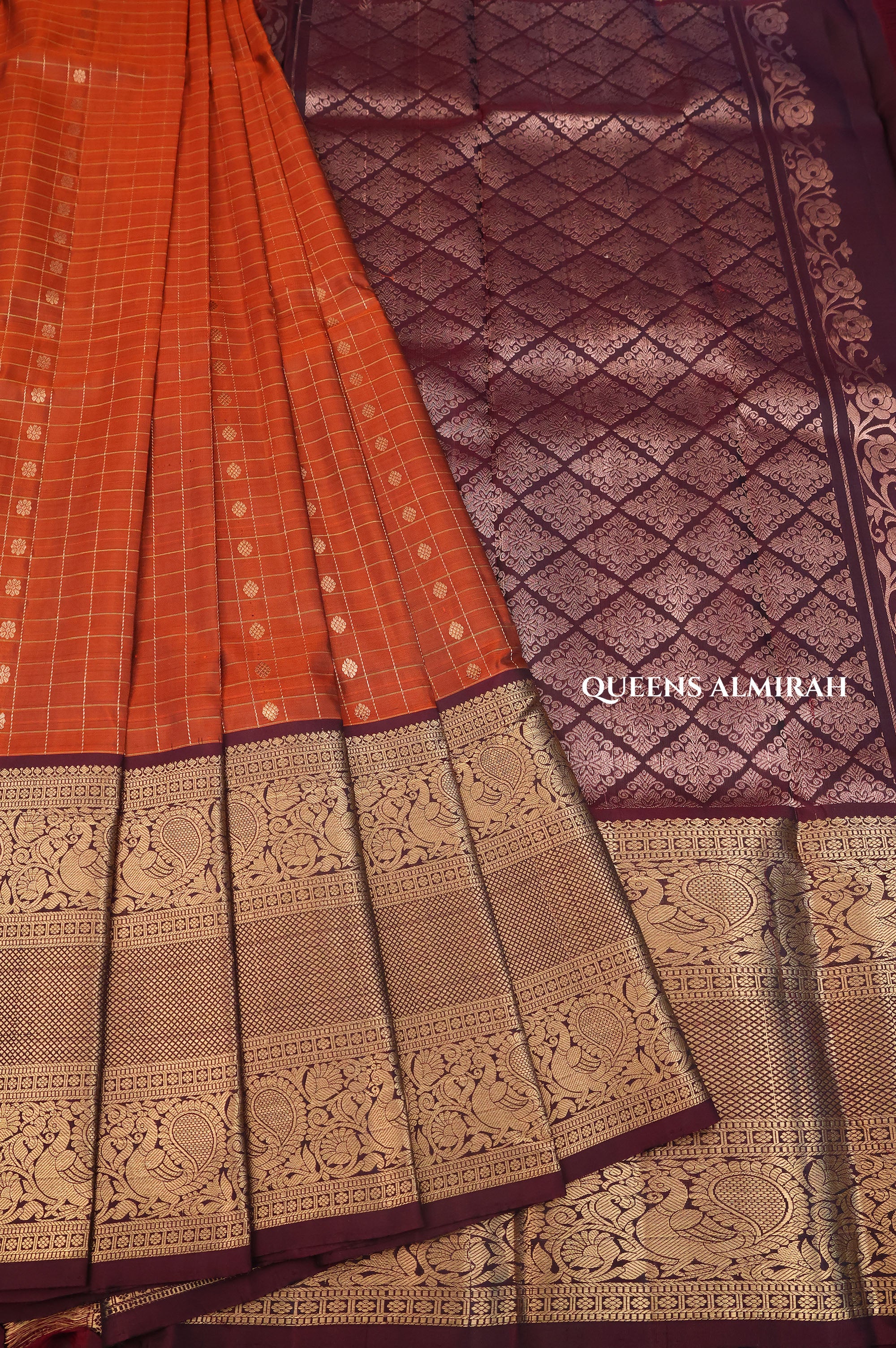 Rust Orange With Cocoa Bean Budget Kanchivaram Silk Saree