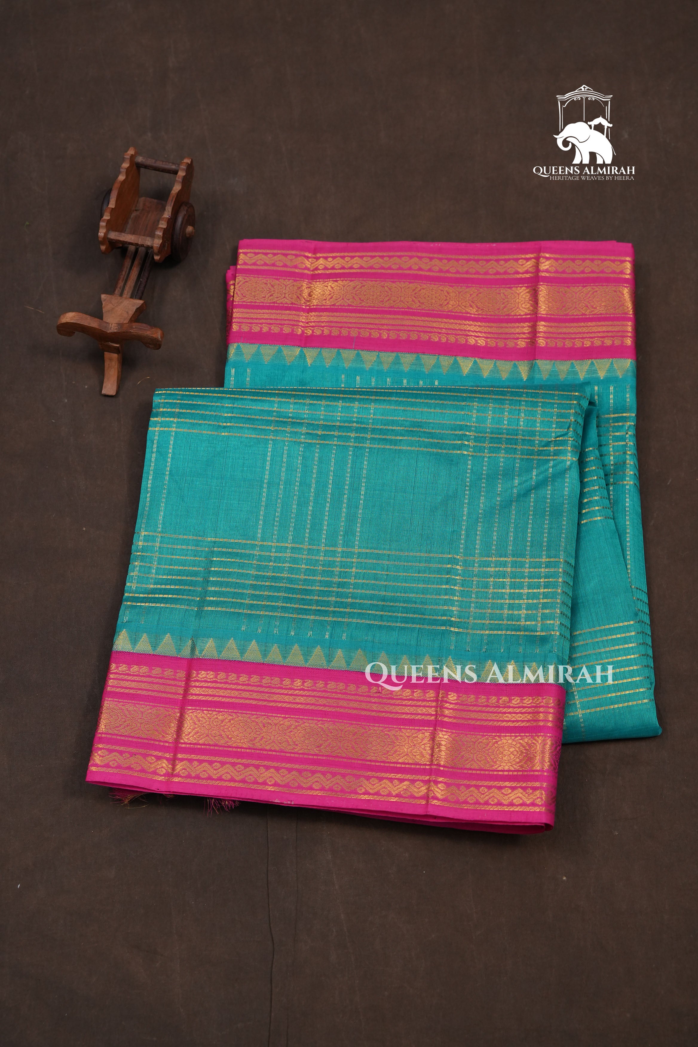 Blue With Pink Pure Kanchi Silk Cotton Saree